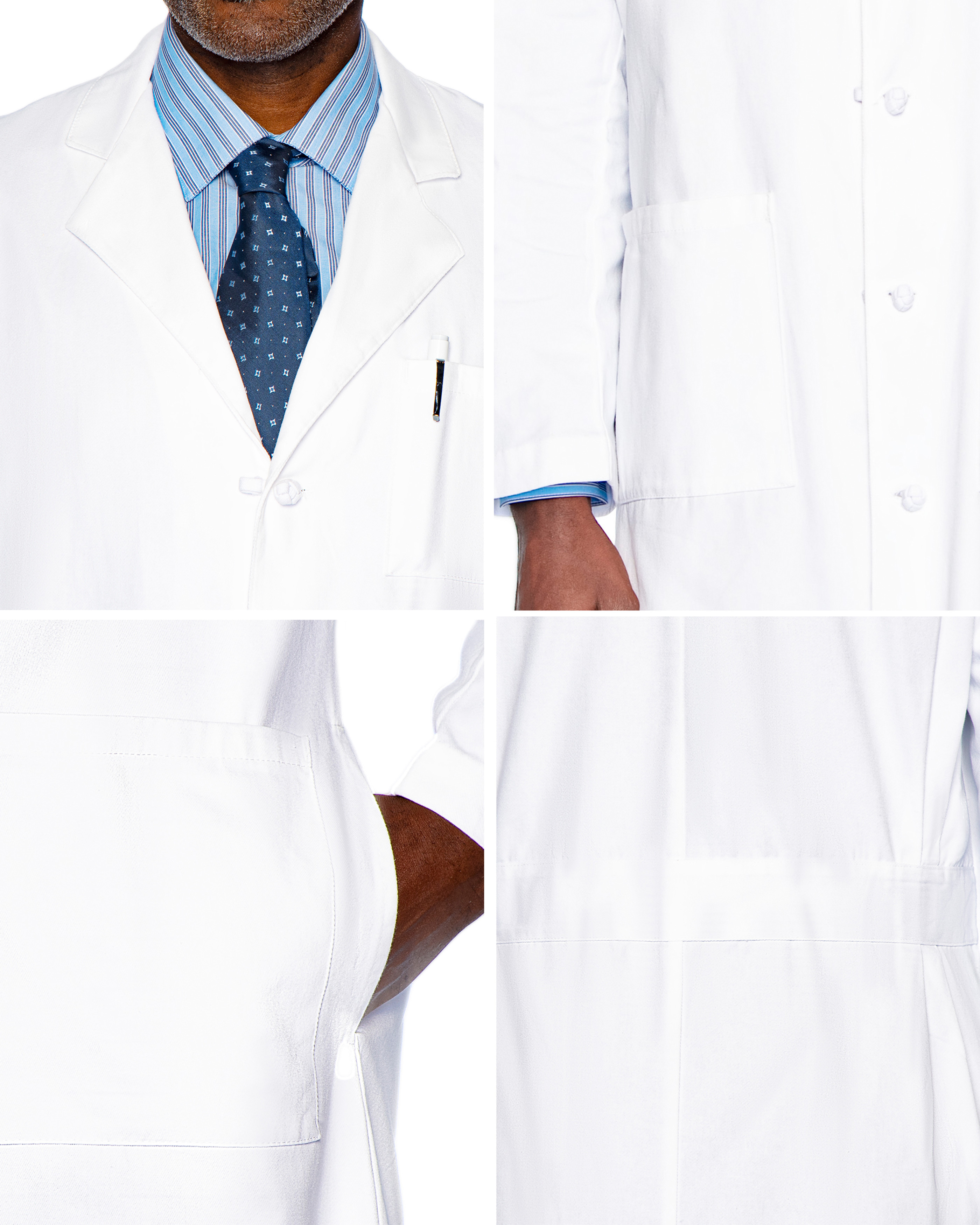 Landau - Essential Lab Coats - Men's Three-Pocket 100% Cotton 43.5" Full-Length Lab Coat 4