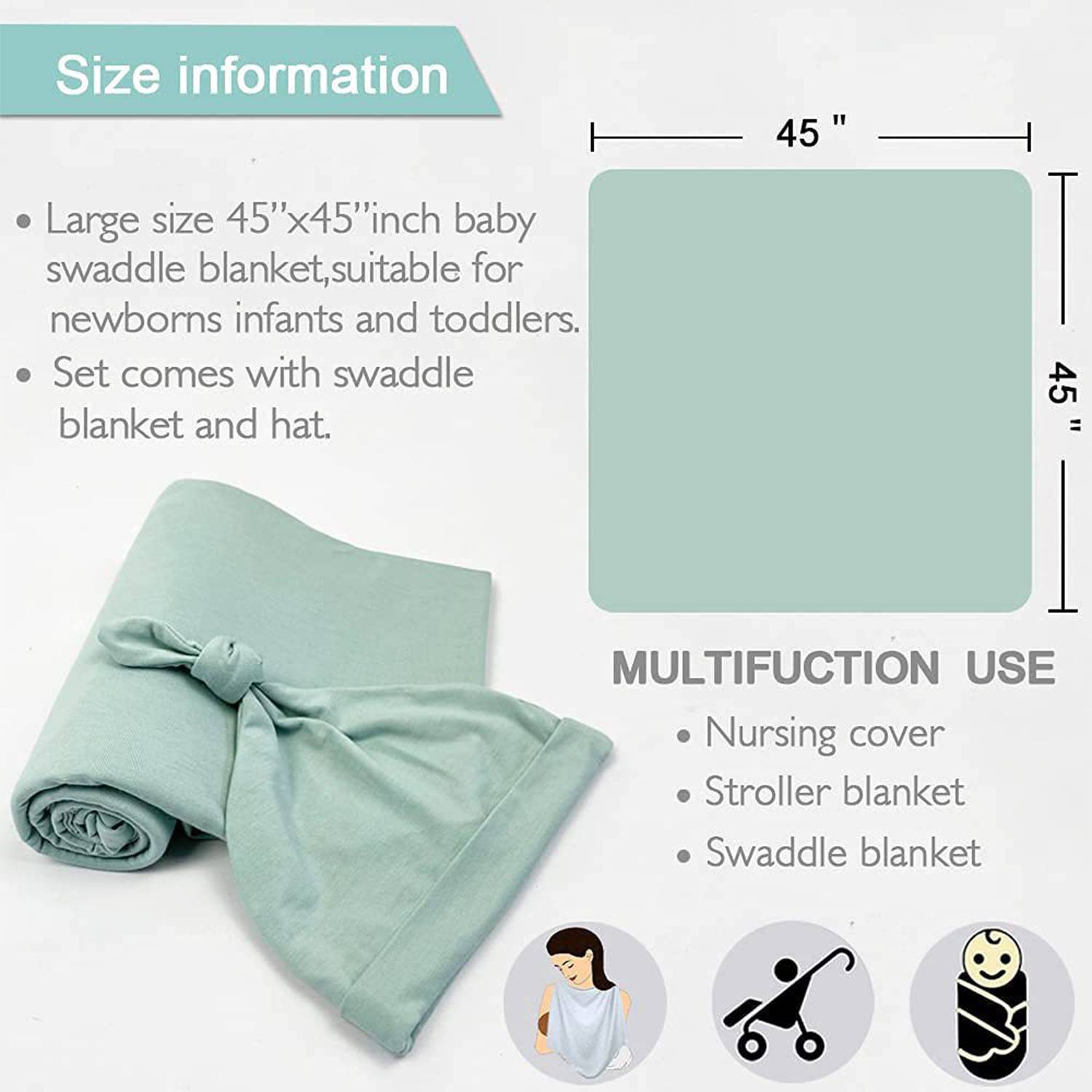 Baby Knotted Sleep Gown w/Foldover Mittens 3