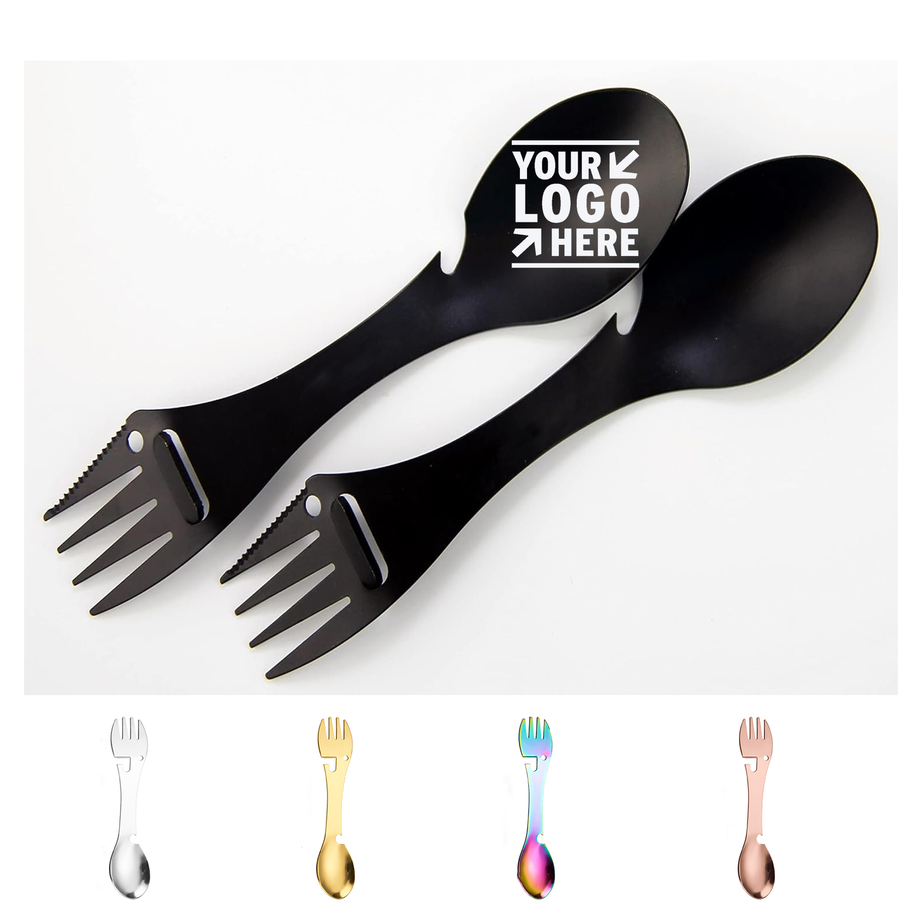 Spoon Fork Knife Peeler Bottle Opener Bag Spork Ultra Lightweight Strong 5 in 1 Camping Utensil Set 2