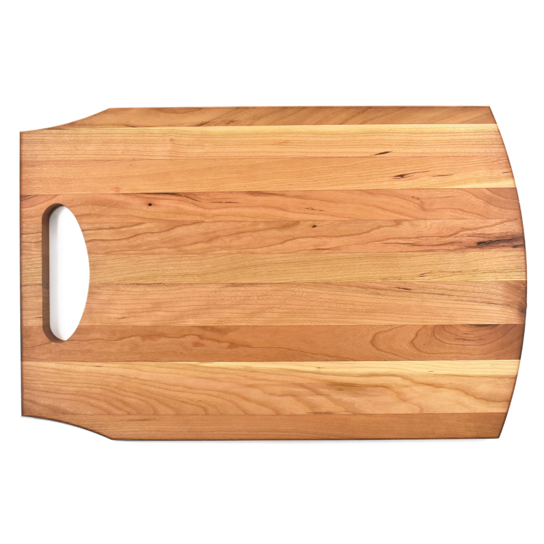 10 1/2" x 16" x 3/4" Cherry Cutting Board with Handle & Juice Groove 5