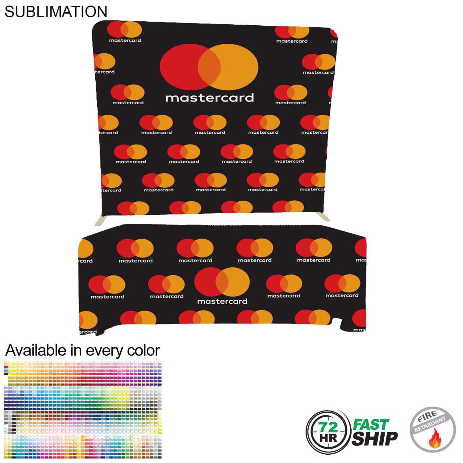 72 Hr Fast Ship - Tradeshow Booth Package, 8' EuroFit Tension Fabric Display & PREMIUM 6'Tablecloth 14