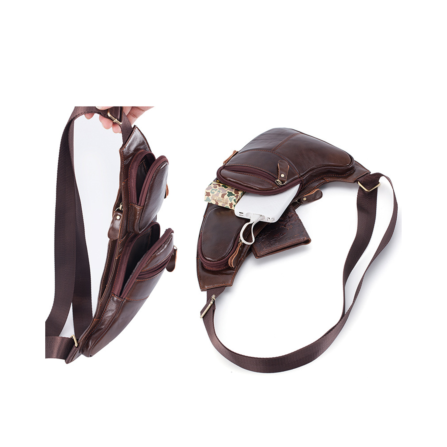 Trendy Men's Genuine Leather Messenger Bag 2