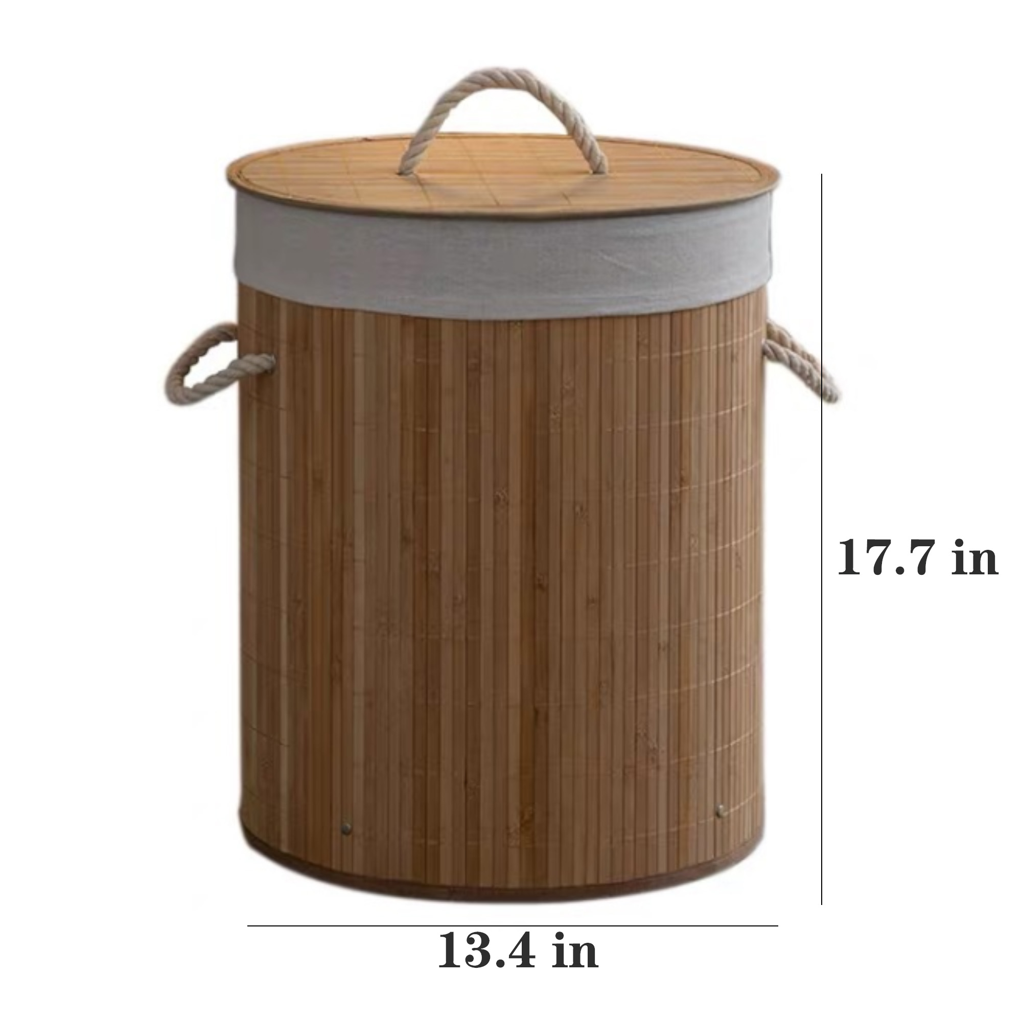 Bamboo Storage Basket Laundry Hamper Foldable 4