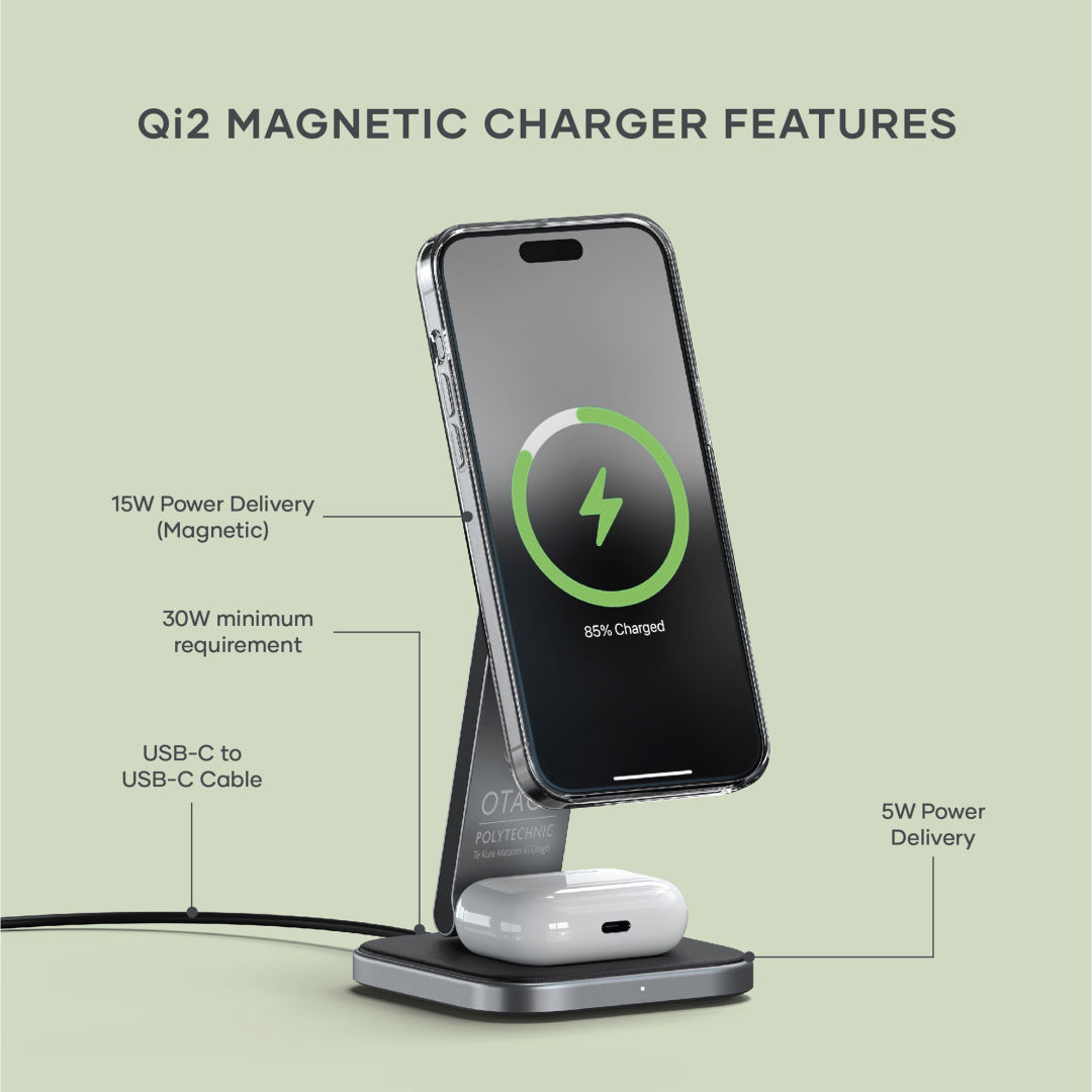 SATECHI® 2-in-1 Foldable Qi2 Wireless Charging Stand 2