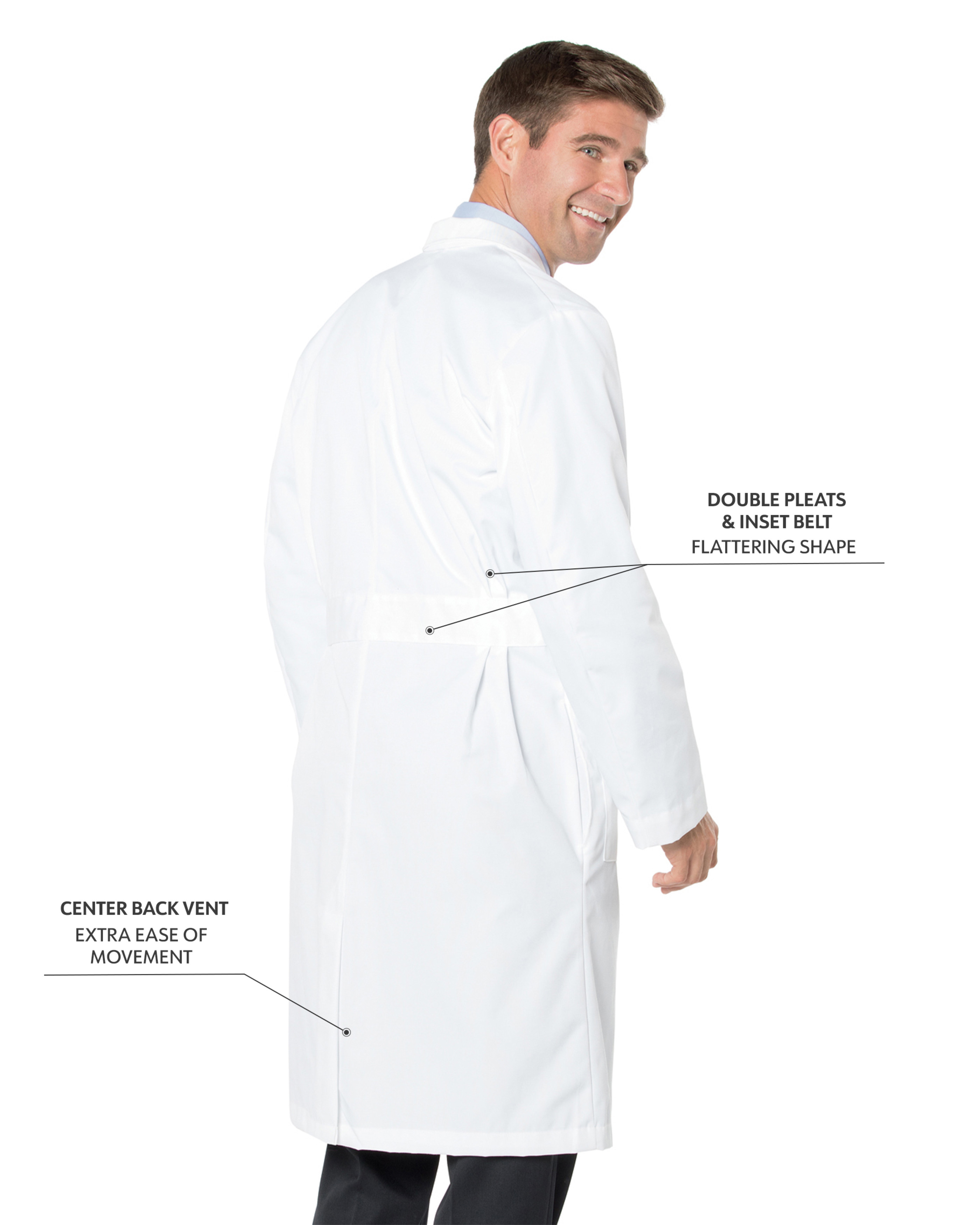 Landau - Essential Lab Coats - Men's Three-Pocket 43.5" Full-Length Lab Coat 2