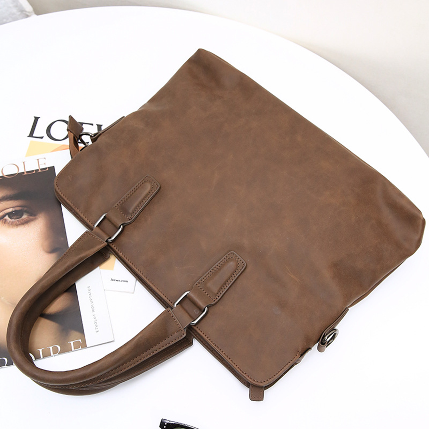 Casual Pu Leather Messenger Tote Bag 4