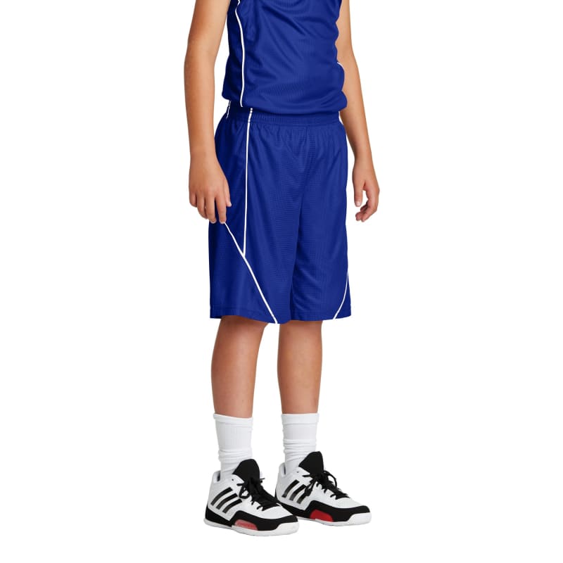 Sport-Tek Youth PosiCharge Mesh Reversible Spliced Short. 10