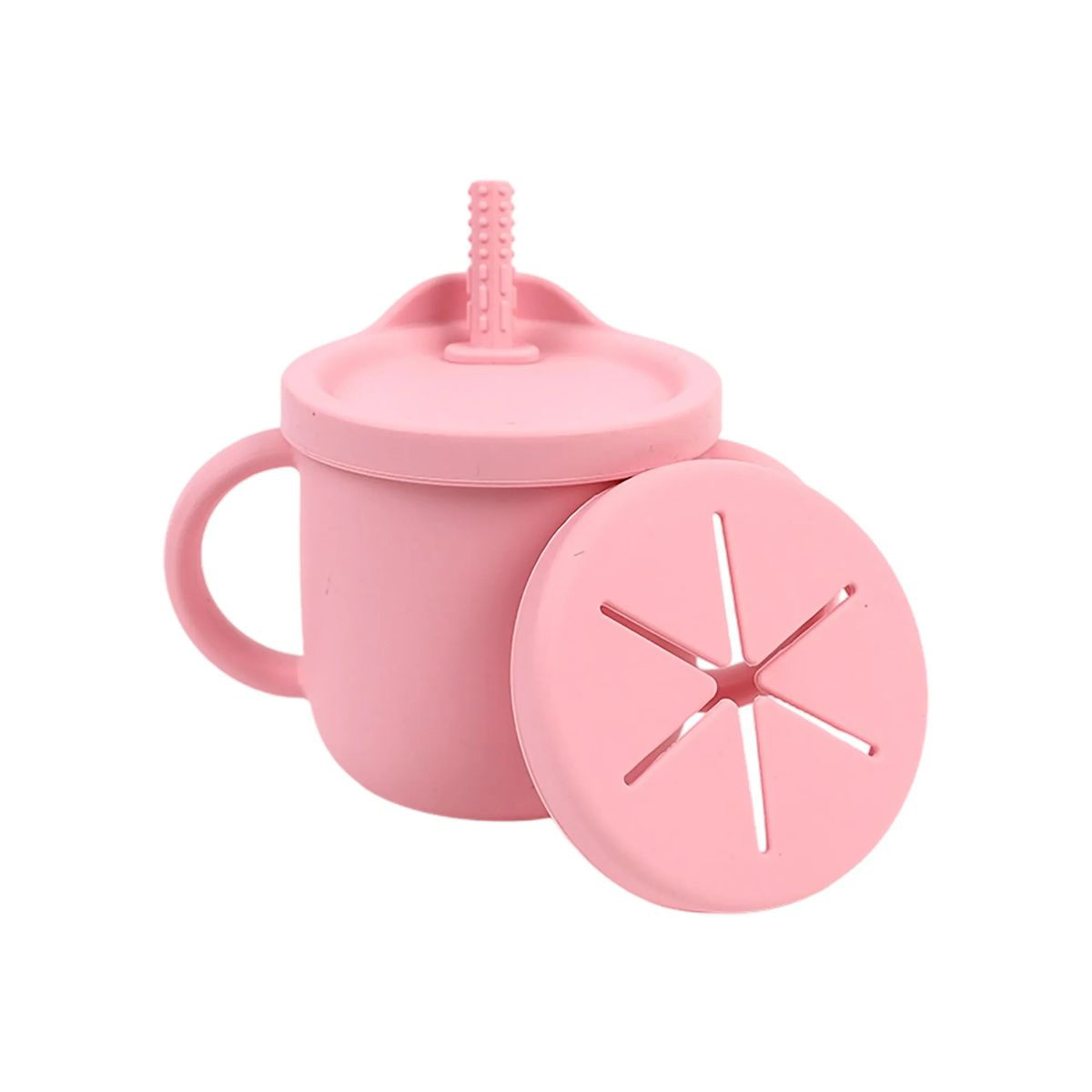 Silicone Toddler Cup with Straw Stopper and Dual Lids 14