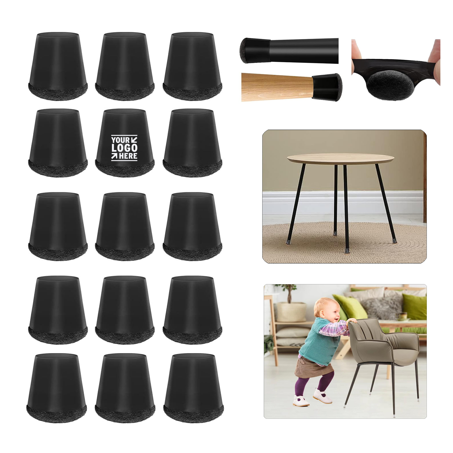 Chair Leg Floor Protector Furniture Anti-Slip Reduce Noise Felt Pad Silicone Integrated Foot Cover 2