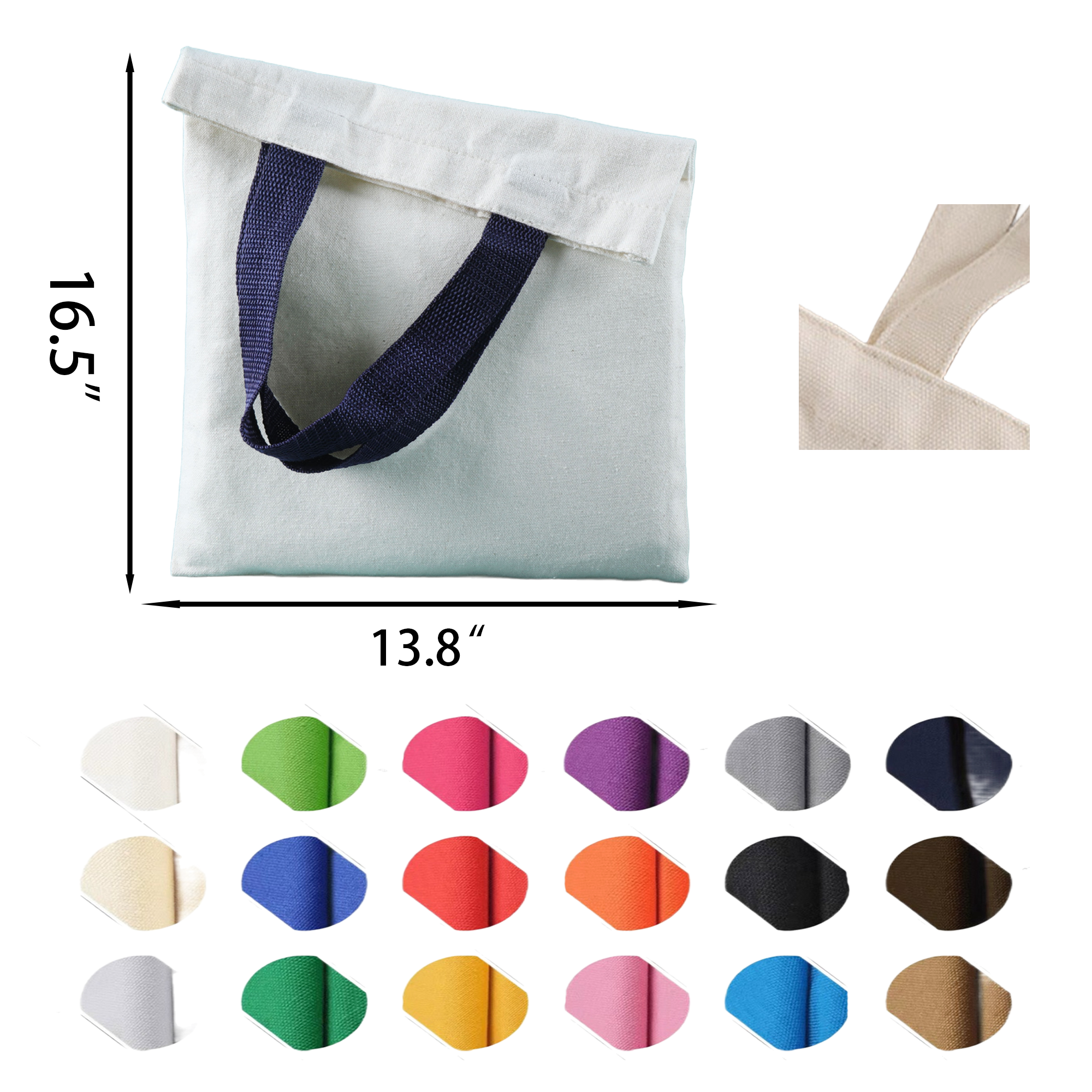Customized hand-held canvas bag, custom tote bag with logo imprint 2