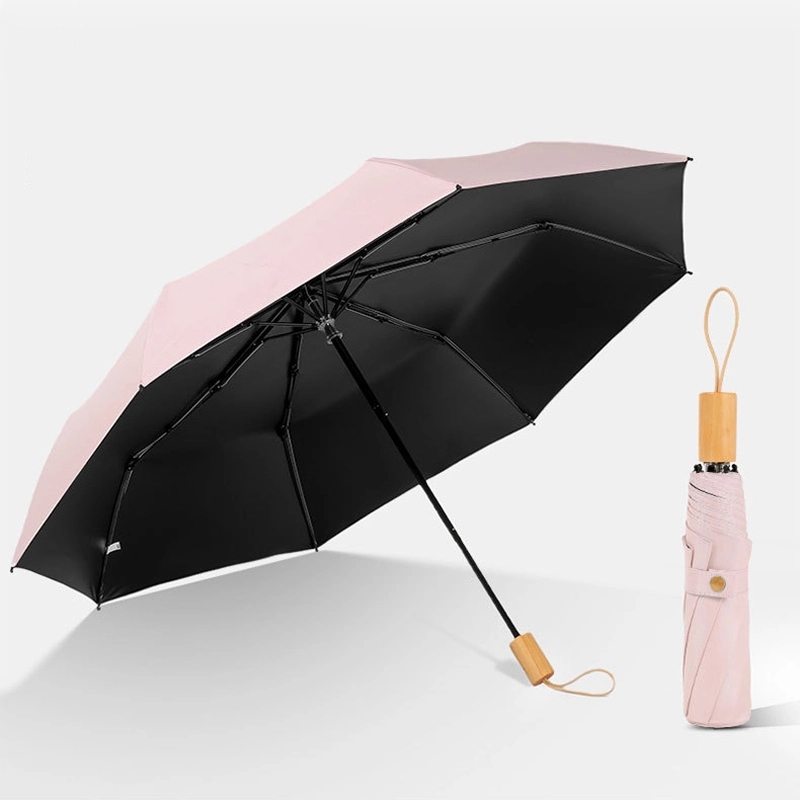 Custom Foldable Sun & Wind Proof Umbrella with Wooden Handle 18