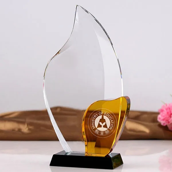 Flame Shaped Crystal Award Trophy 5
