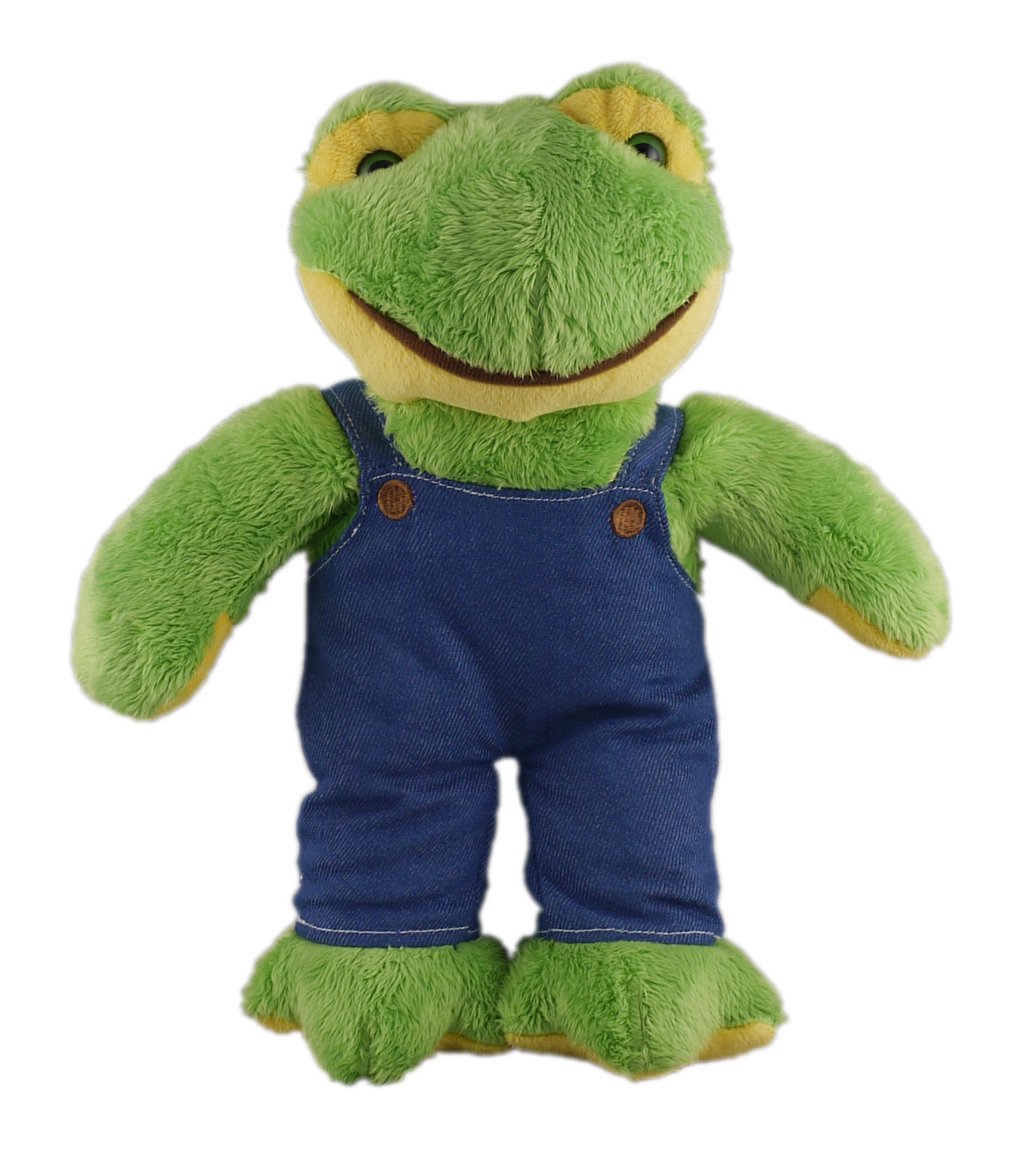 Soft Plush Stuffed Frog in denim overall.