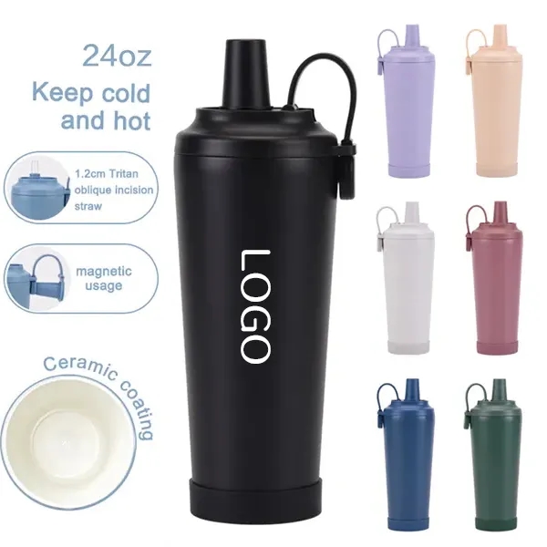 Portable Magnetic Ceramic Liner Straw Cup - 24oz Hand-Held 18