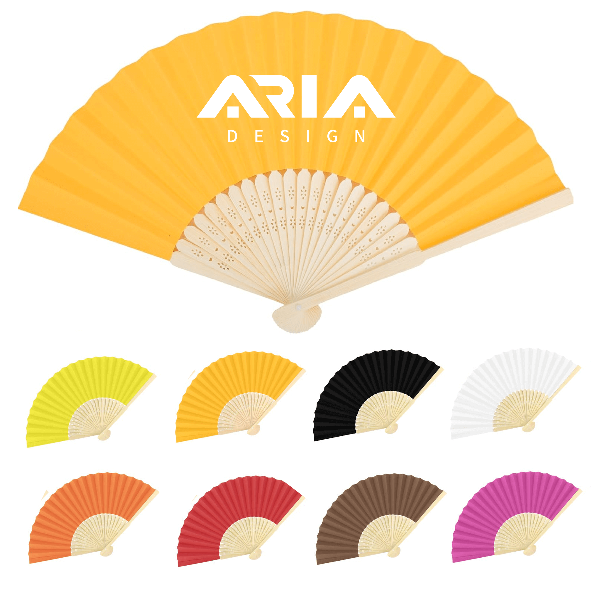 8'' Multicolor Paper Bamboo Handheld Folded Fan 3