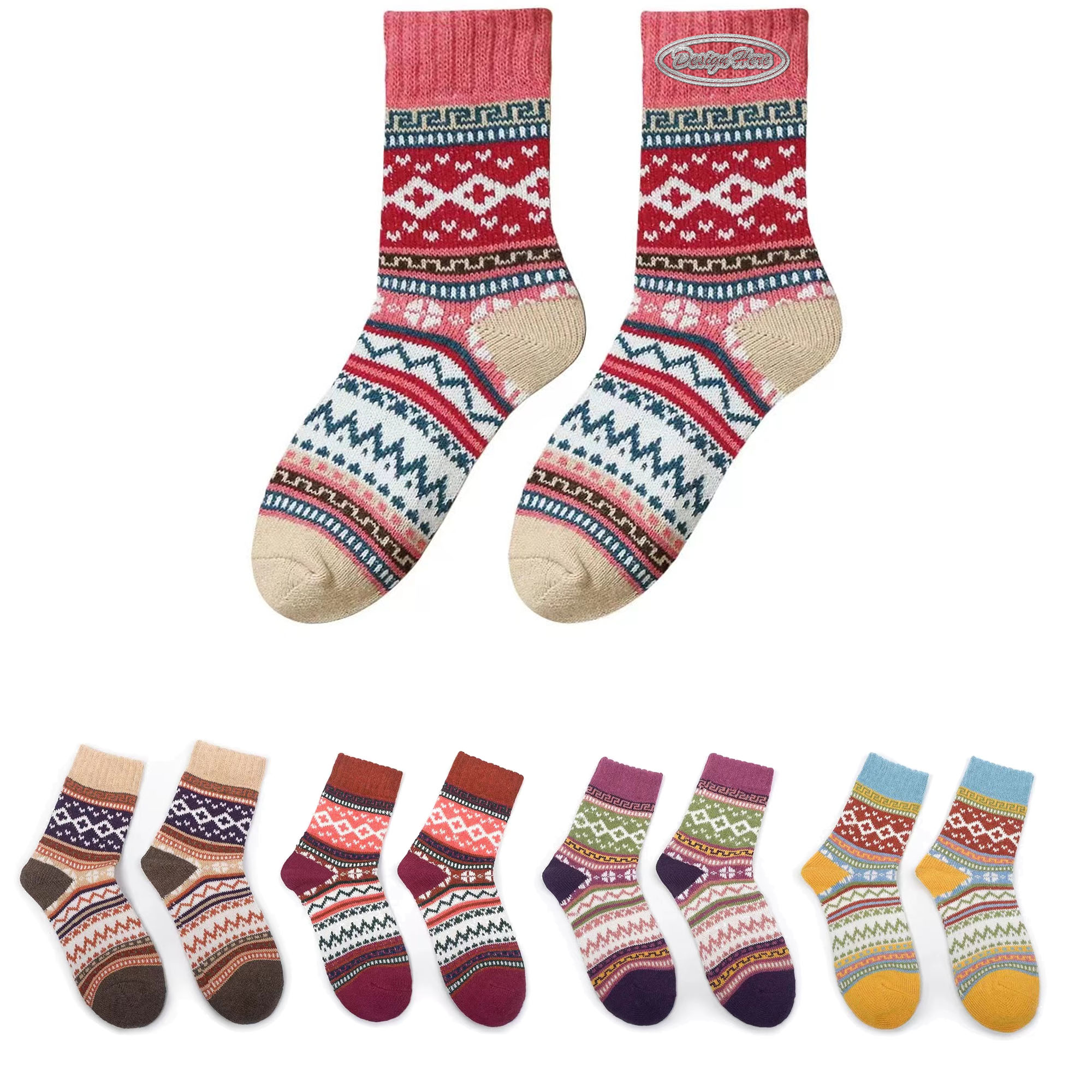 Womens Wool Socks Winter Warm Socks Thick Knit 1