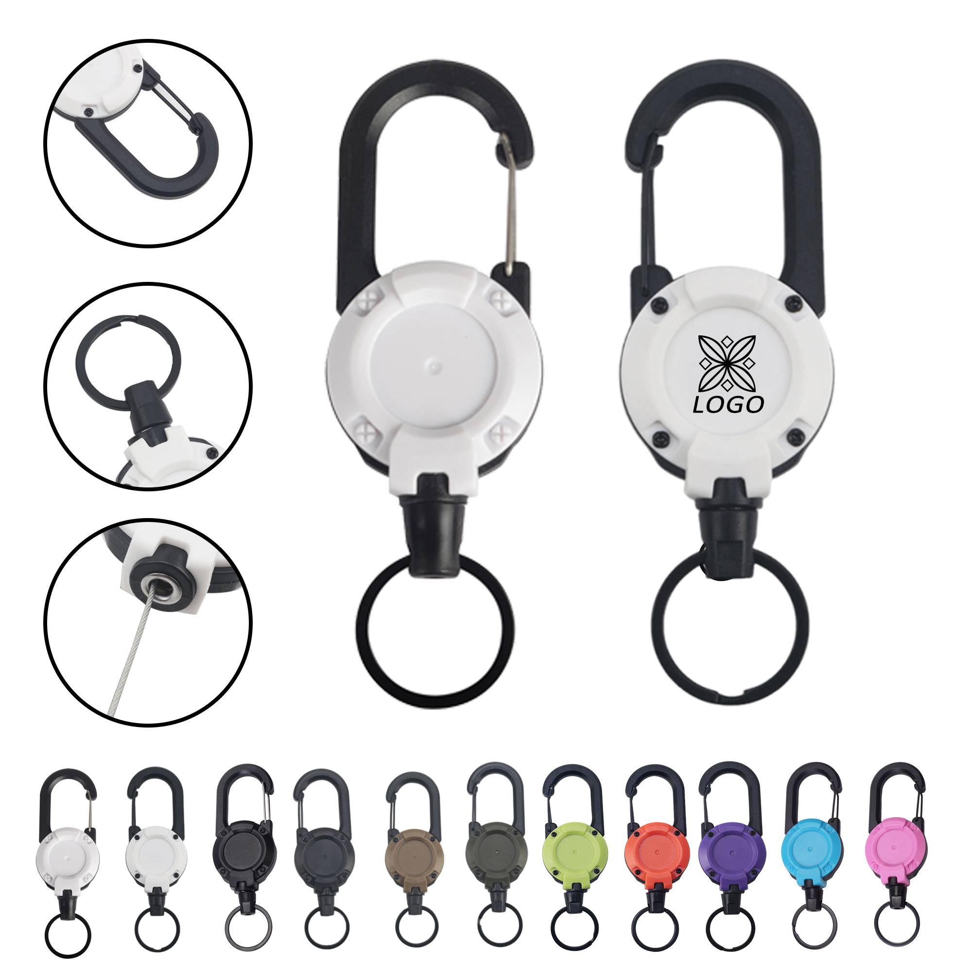 Full-Color Heavy Duty Retractable Carabiner Keychain 1