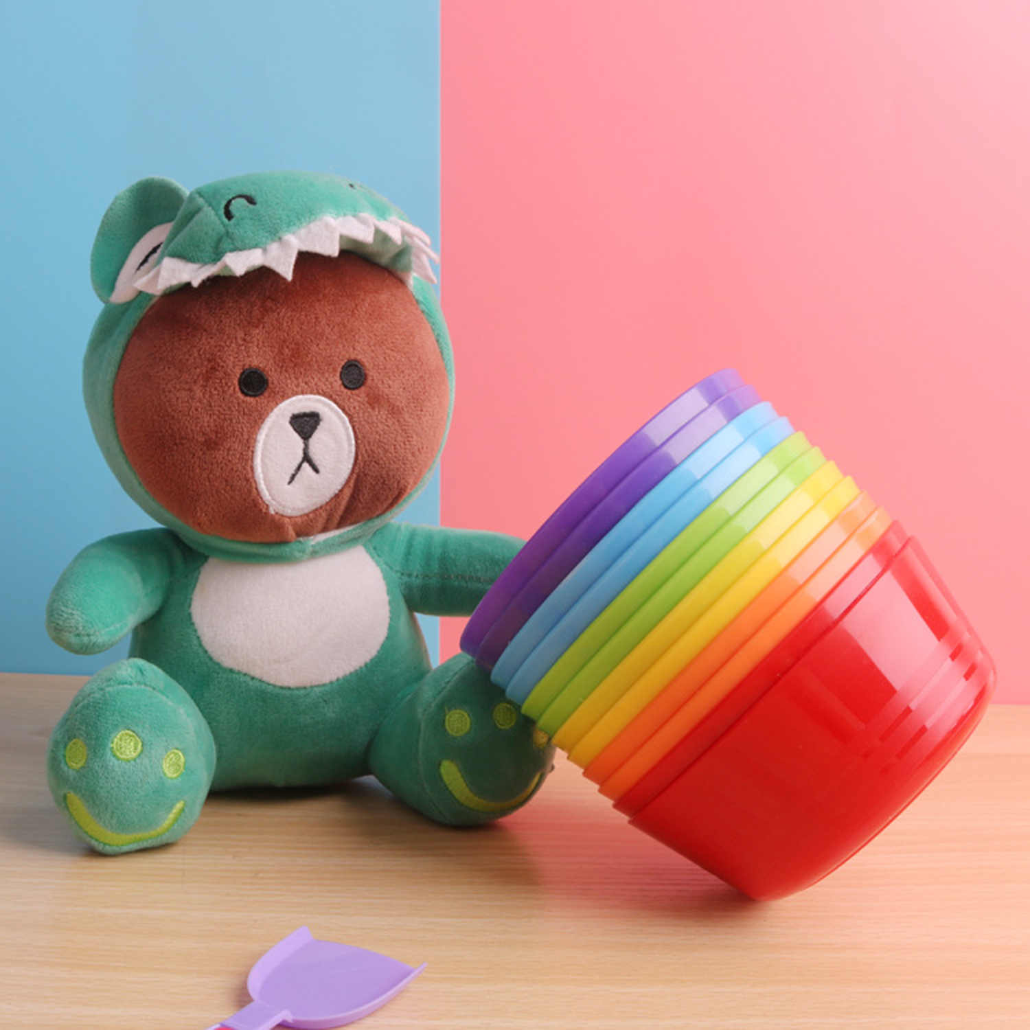 18Pcs Rainbow-Colored Food Grade Matte Surface Kids Bowl 6