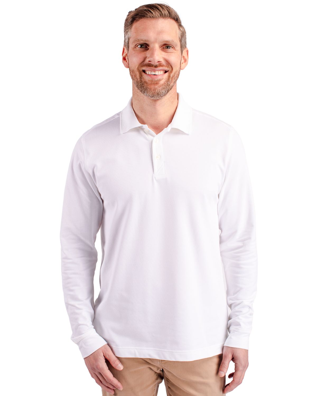 Cutter & Buck Advantage Recycled Cotton-Blend Pique Mens Long Sleeve Polo 30