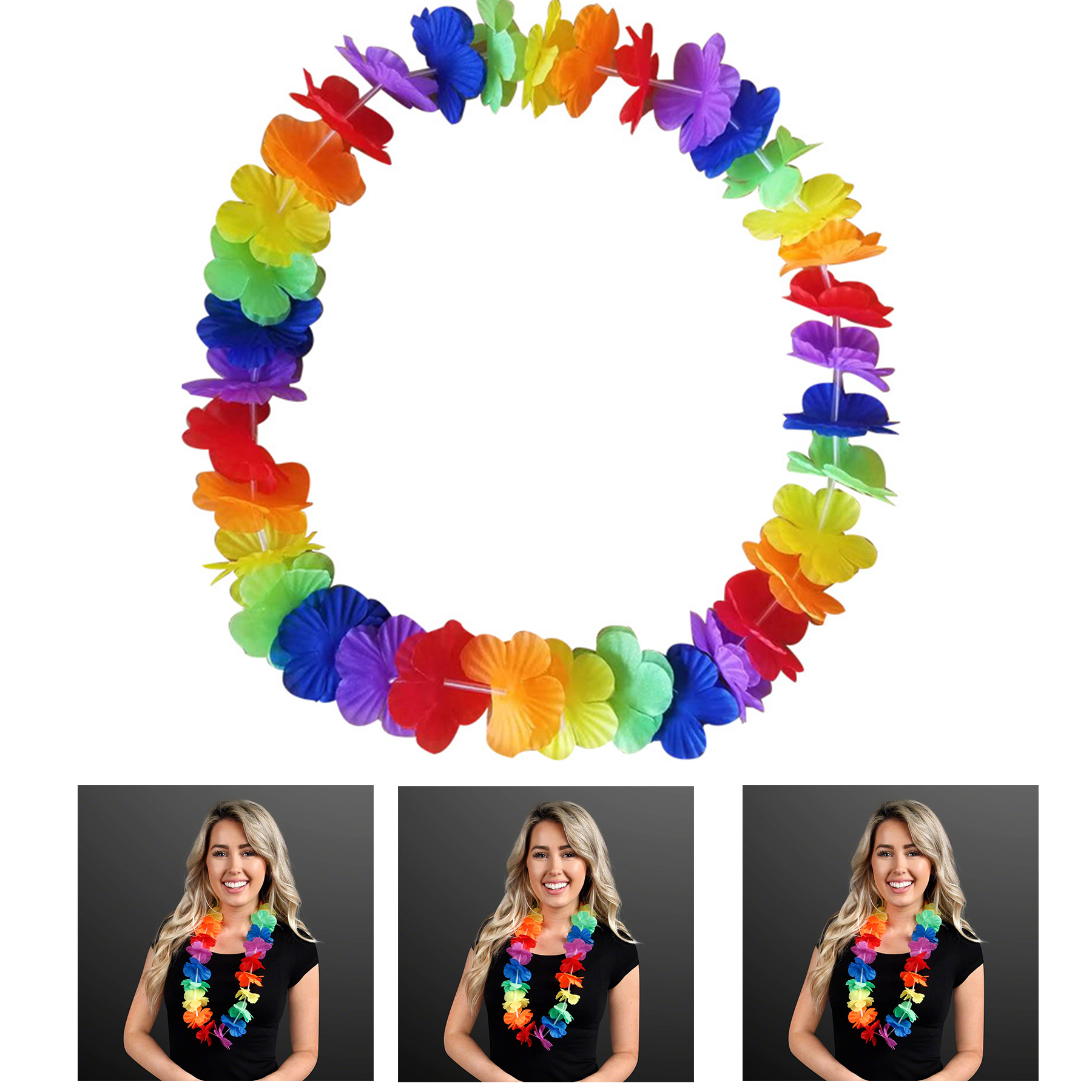 Non-Light-Up Rainbow Leis Flower Necklaces 2
