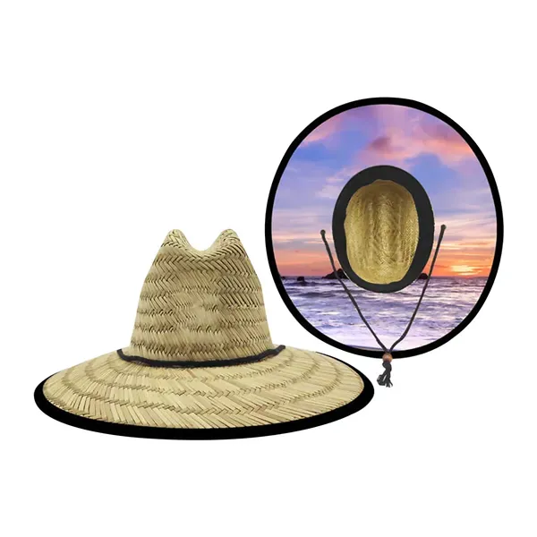 Lifeguard Straw Hat w/ Full Color Underbrim & Patch 3
