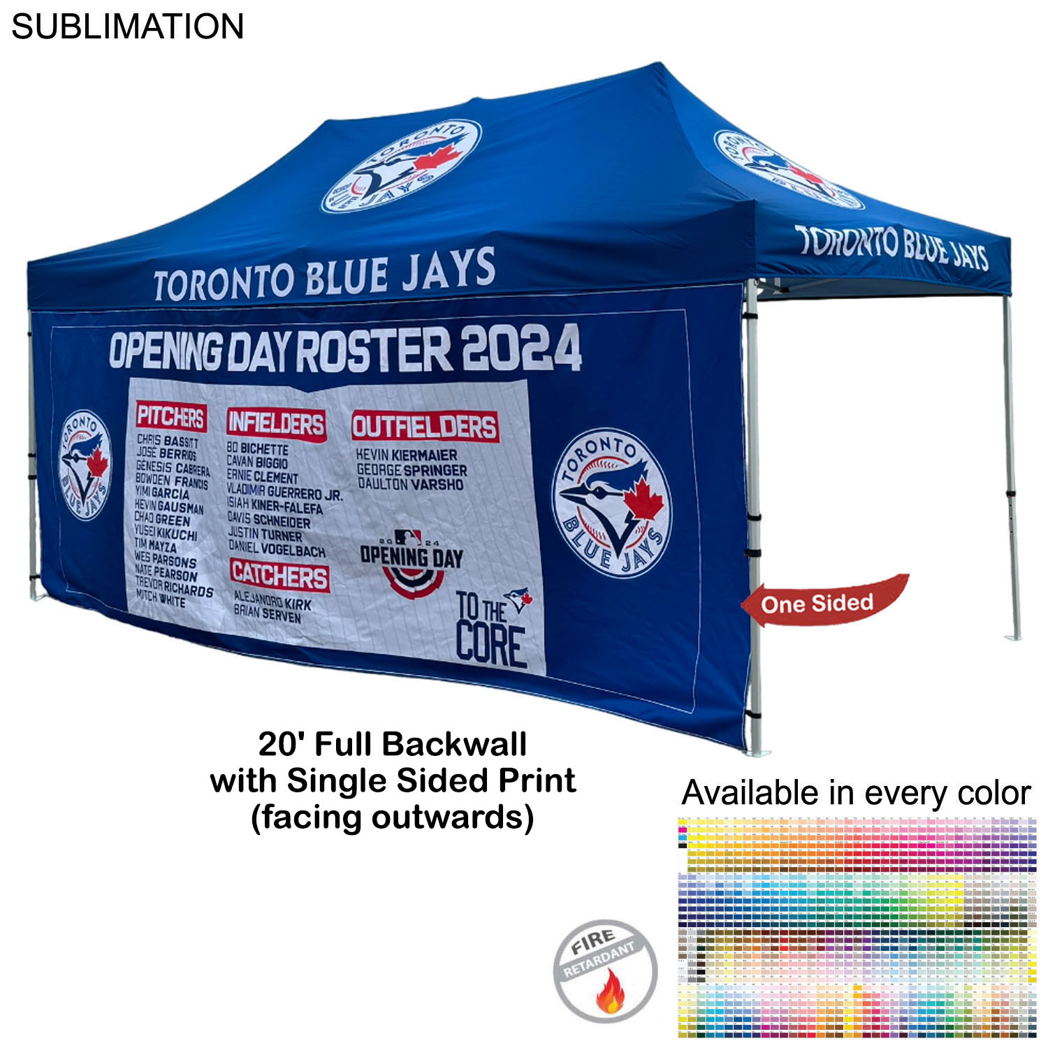 48 Hr Quick Ship - Full 20' Back Wall for 10x20 Tent Kit, Sublimated, Single Sided Print 4