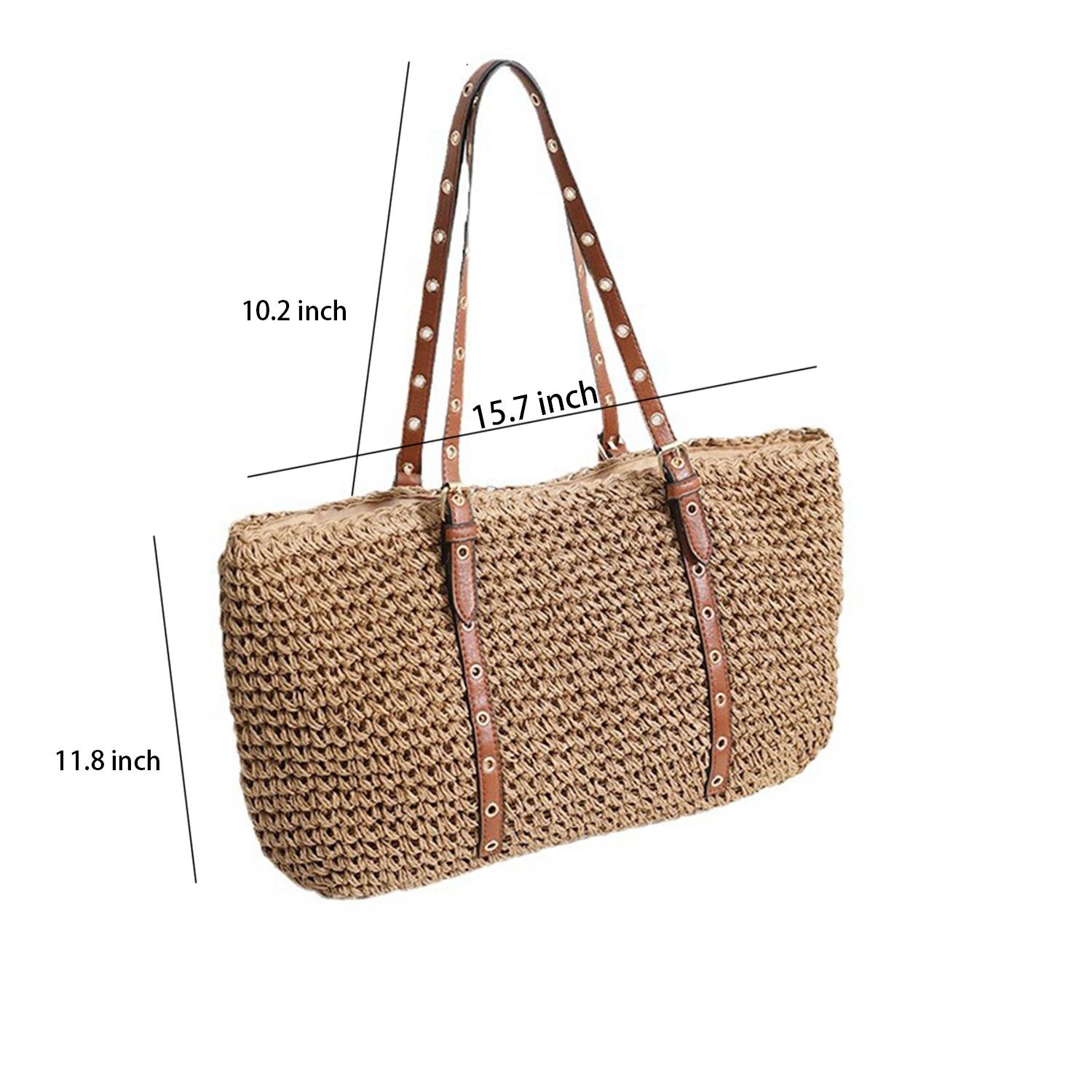Summer shoulder handheld Straw beach tote bag 1