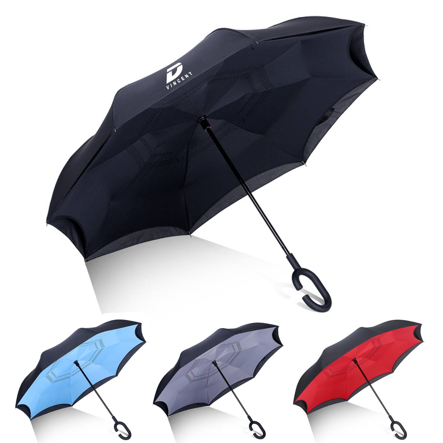 C-Shaped Handle Windproof Reverse automatic Folding Umbrella 3