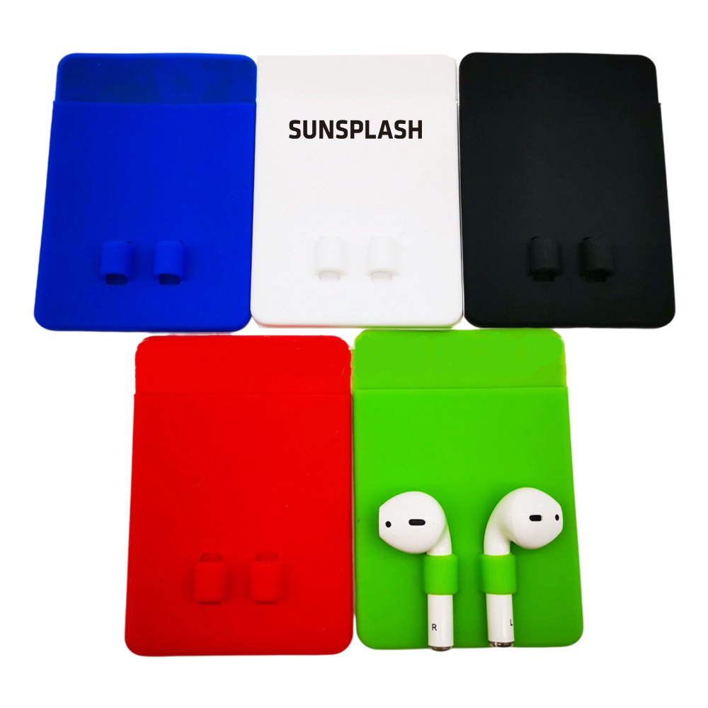 Multicolor Silicone Phone Wallet With Earbuds Holder 1