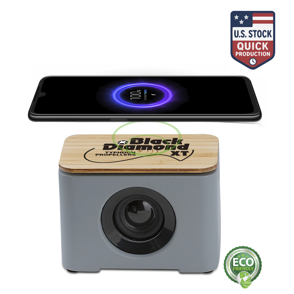 EchoPower Eco-Friendly Bluetooth Speaker and Wireless Charger with Bamboo Top 1