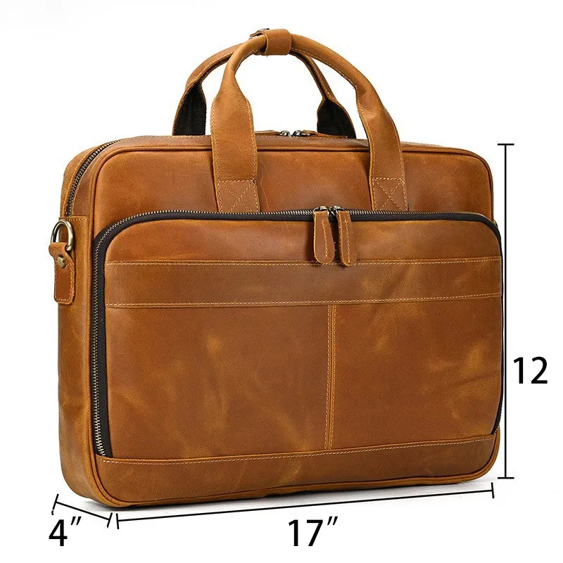 17" x 12" x 3" Cowhide Leather Briefcase 22