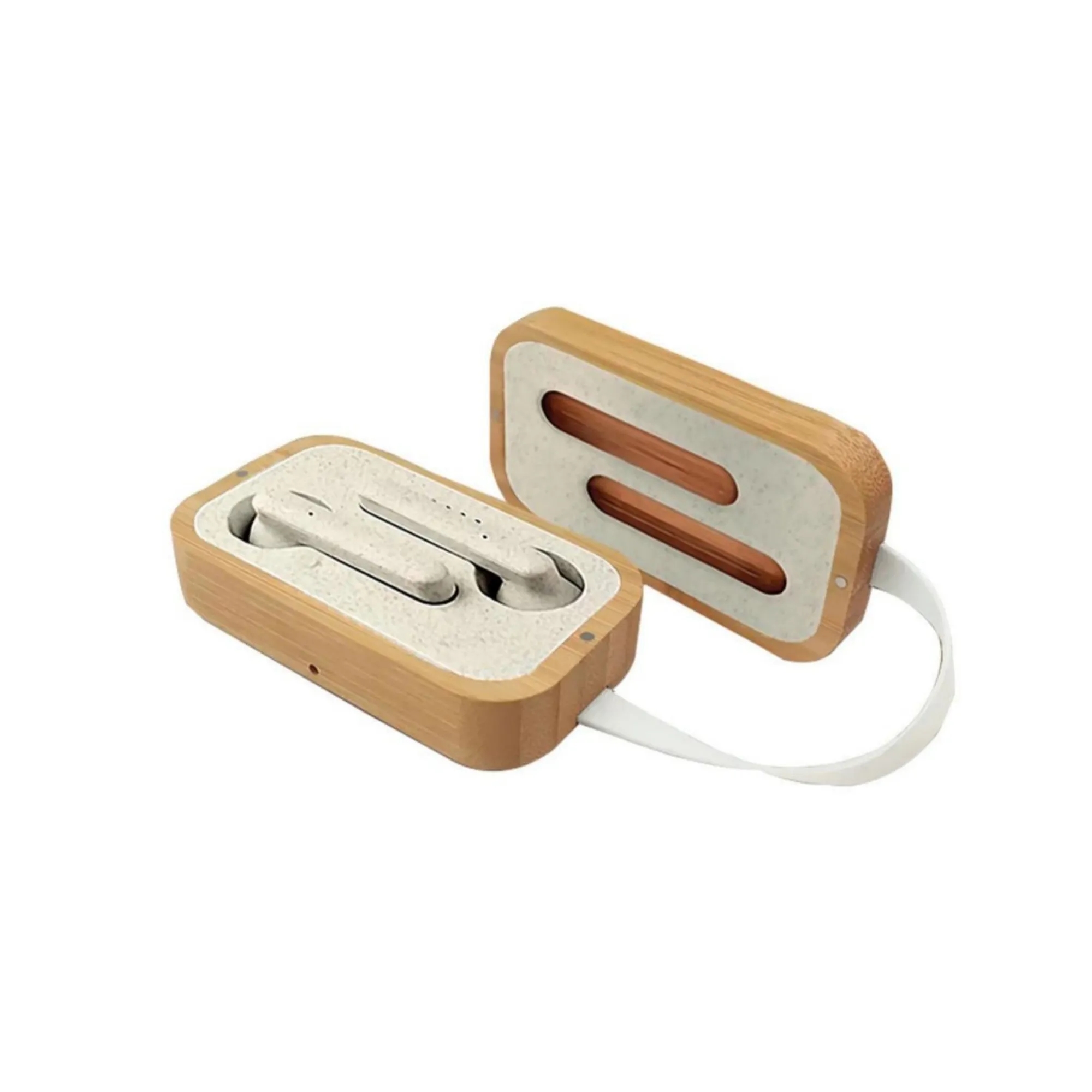 TWS Earbuds In Bamboo Charging Case 7