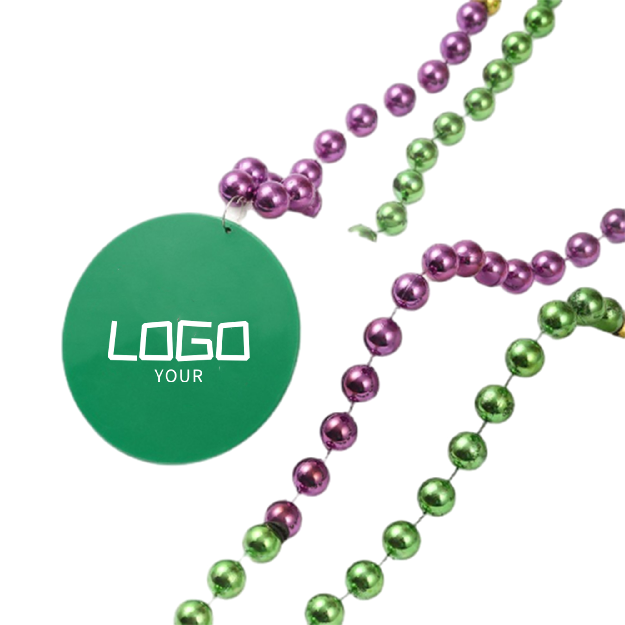 Custom Mardi Gras Bead Necklaces with logo Medallion 1