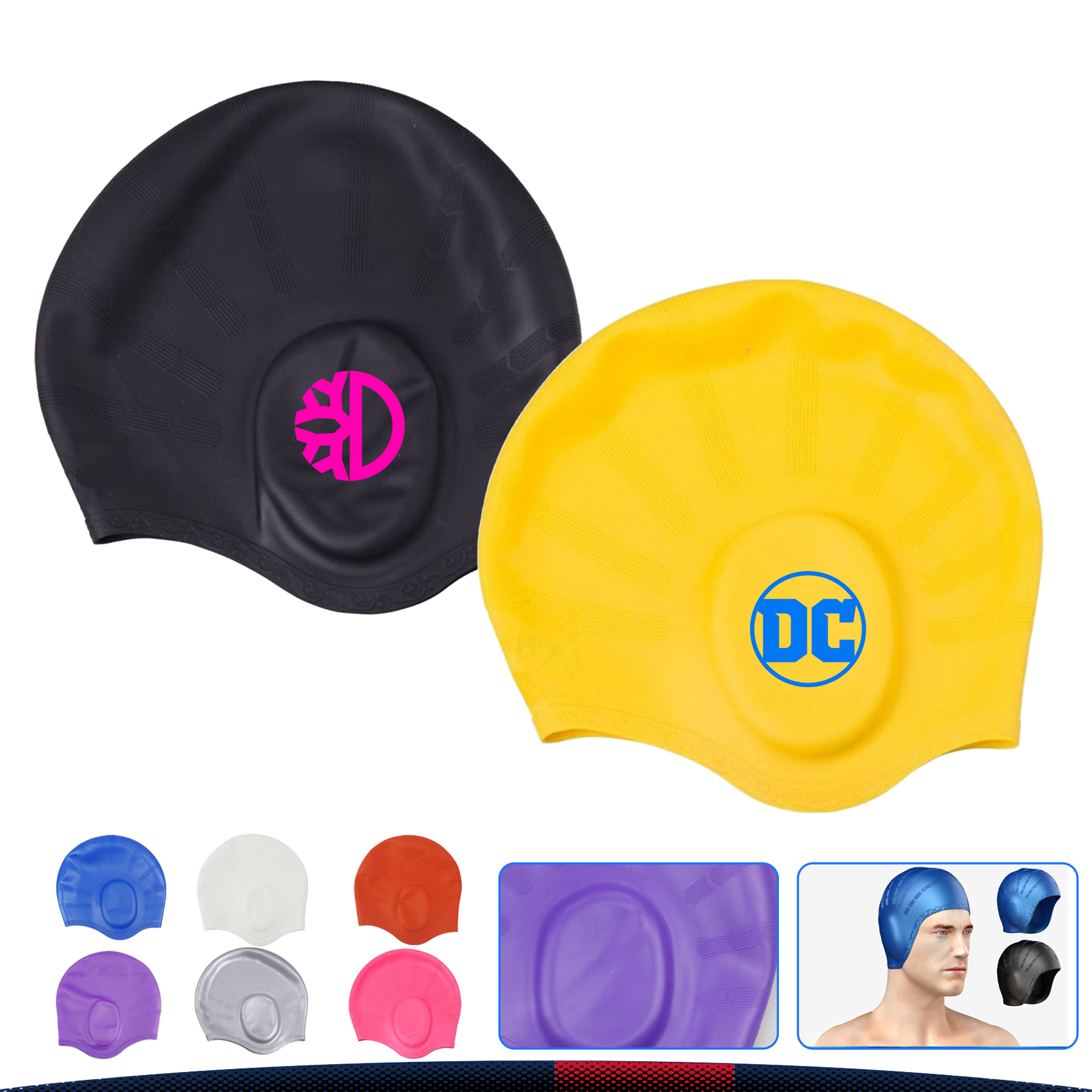 Silicone Ear Protection Swimming Cap 8