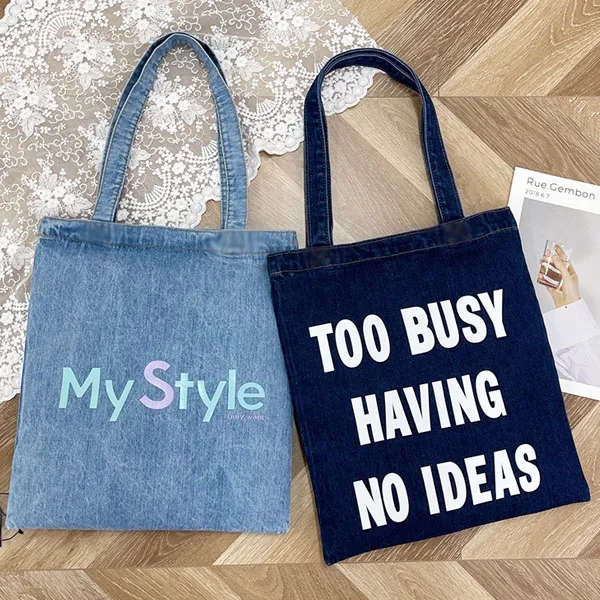 Reusable Denim Tote Bag, custom tote bag with logo imprint 3