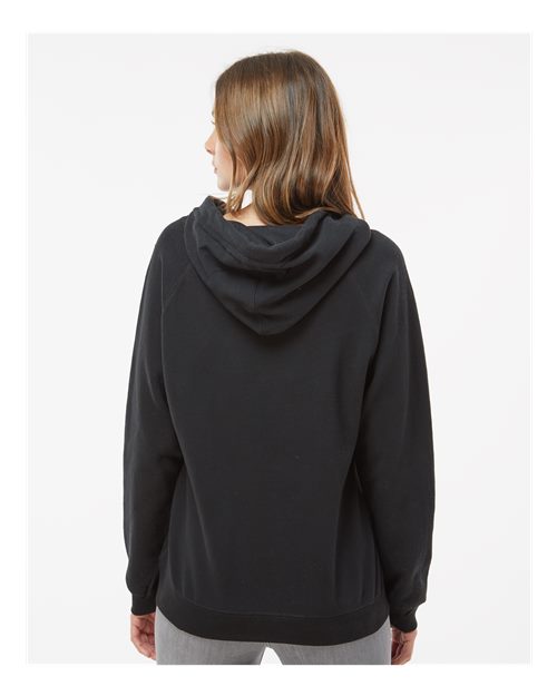 Women's Sueded V-Neck Hooded Sweatshirt - 8836 14