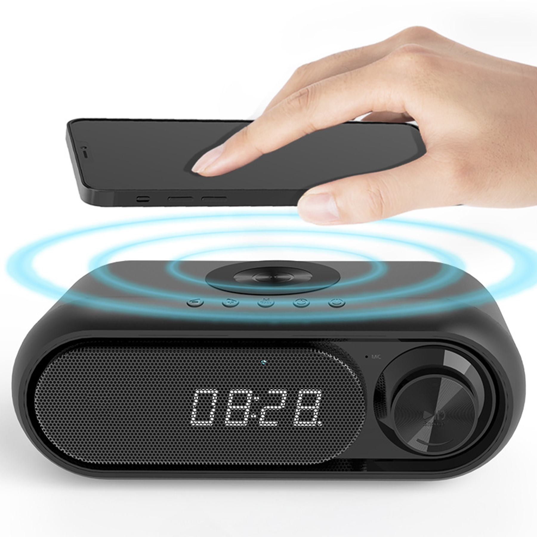 Bedside Radio Alarm Clock Speaker with QI Wireless Charger 4