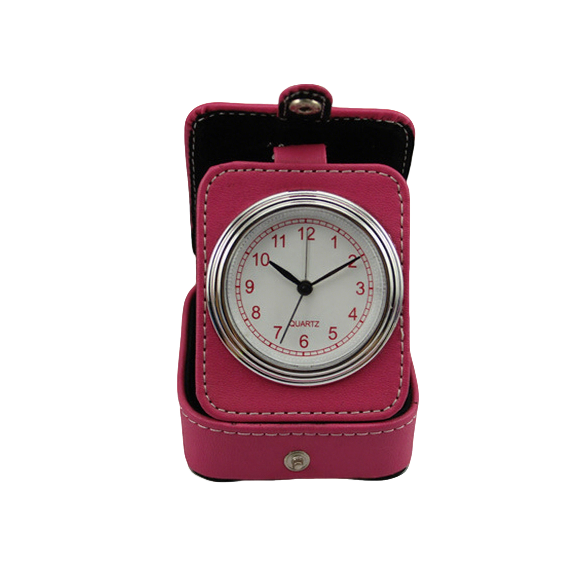 Folding Faux Leather Travel Alarm Clock With Analog Movement 7