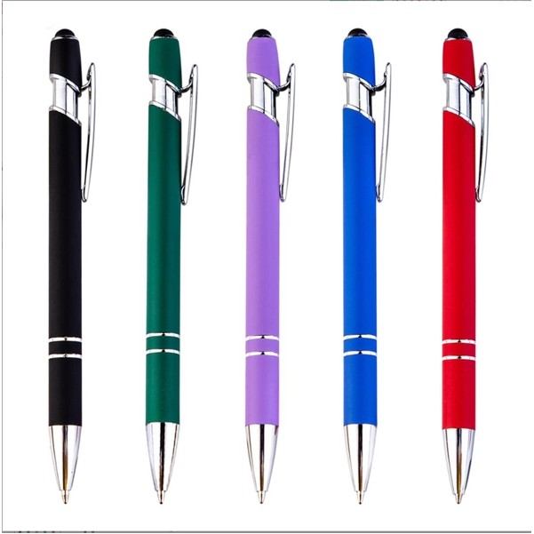 Rubberized Soft Touch Ballpoint Pen with Stylus Tip 2