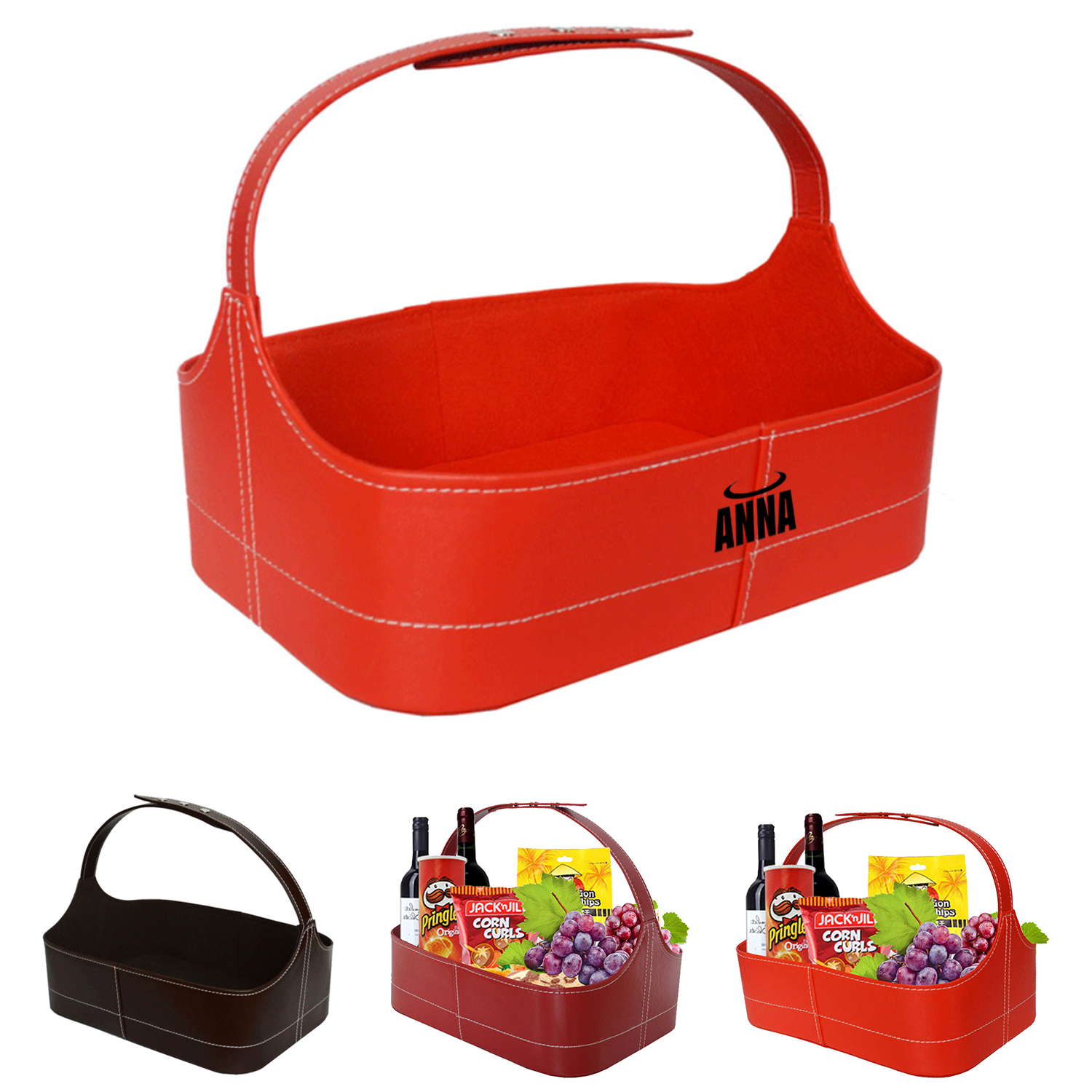Wine Flowers Fruits Gift Basket 1