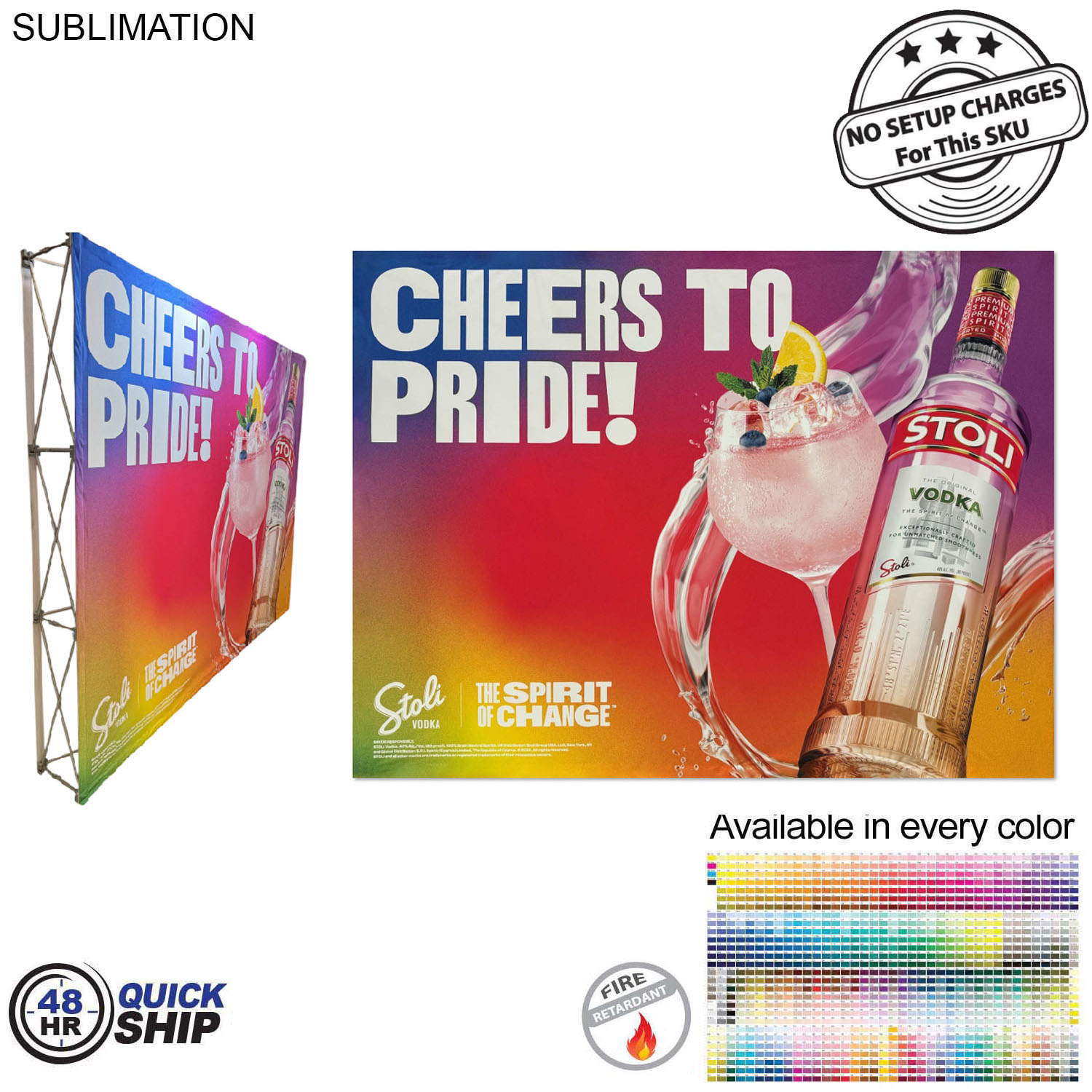48 Hr Quick Ship - 10' Straight Wall Full Height Tension Fabric Pop-up Display Kit, NO SETUP CHARGE