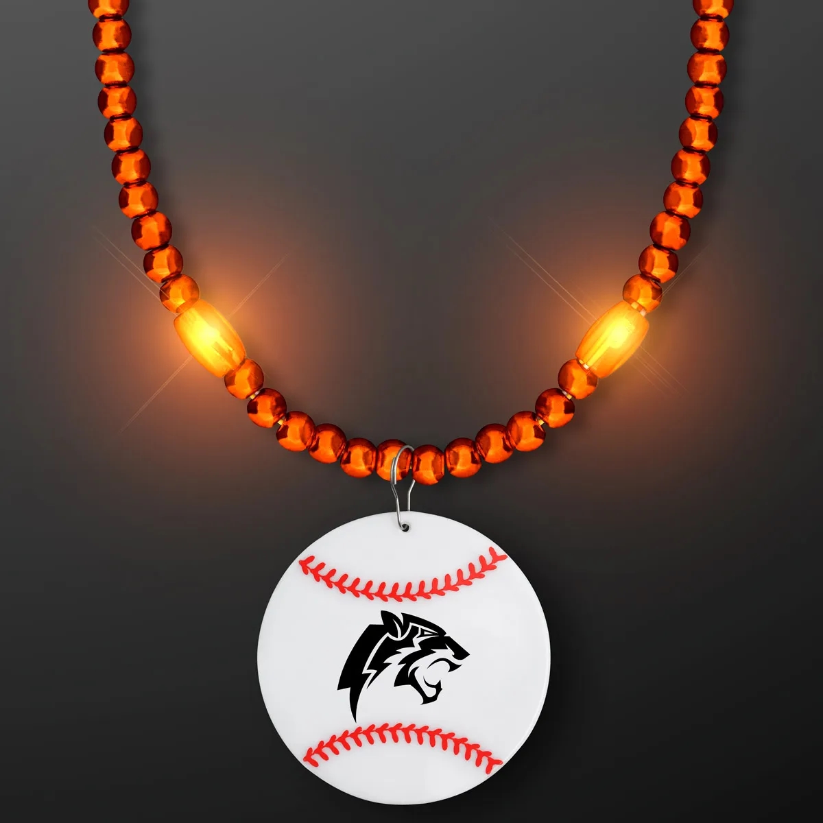 LED Bead Necklace with Baseball Medallion 9