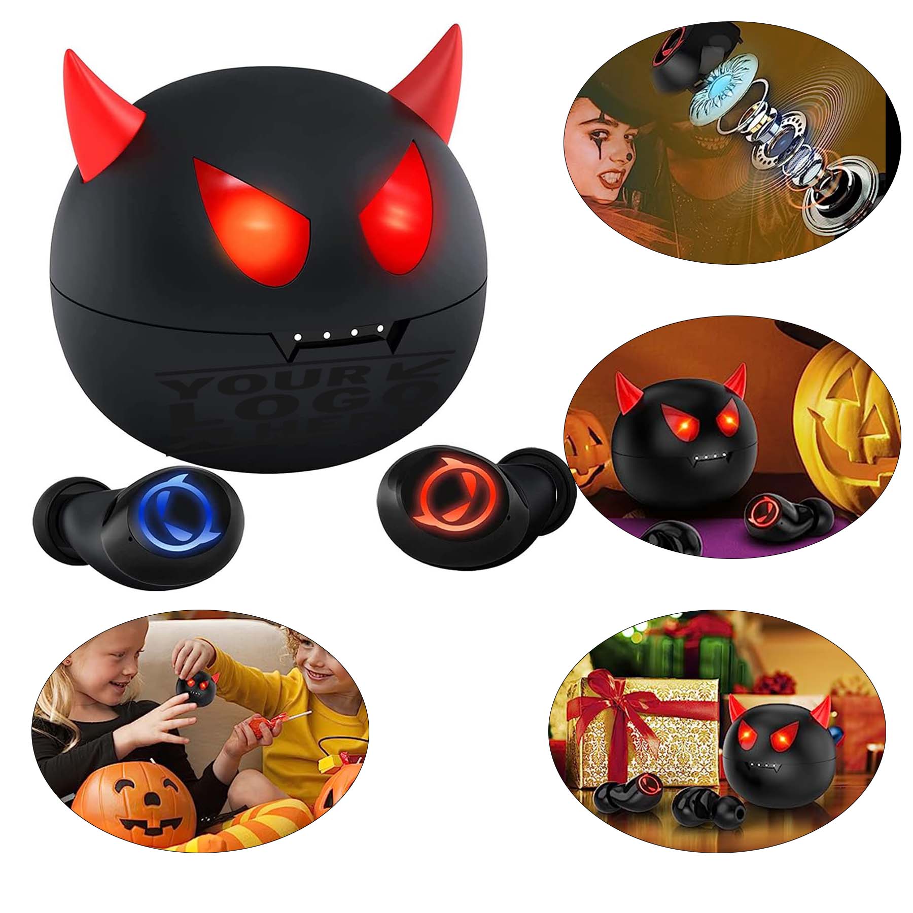Bluetooth Little Devil Headphones with Charging Case