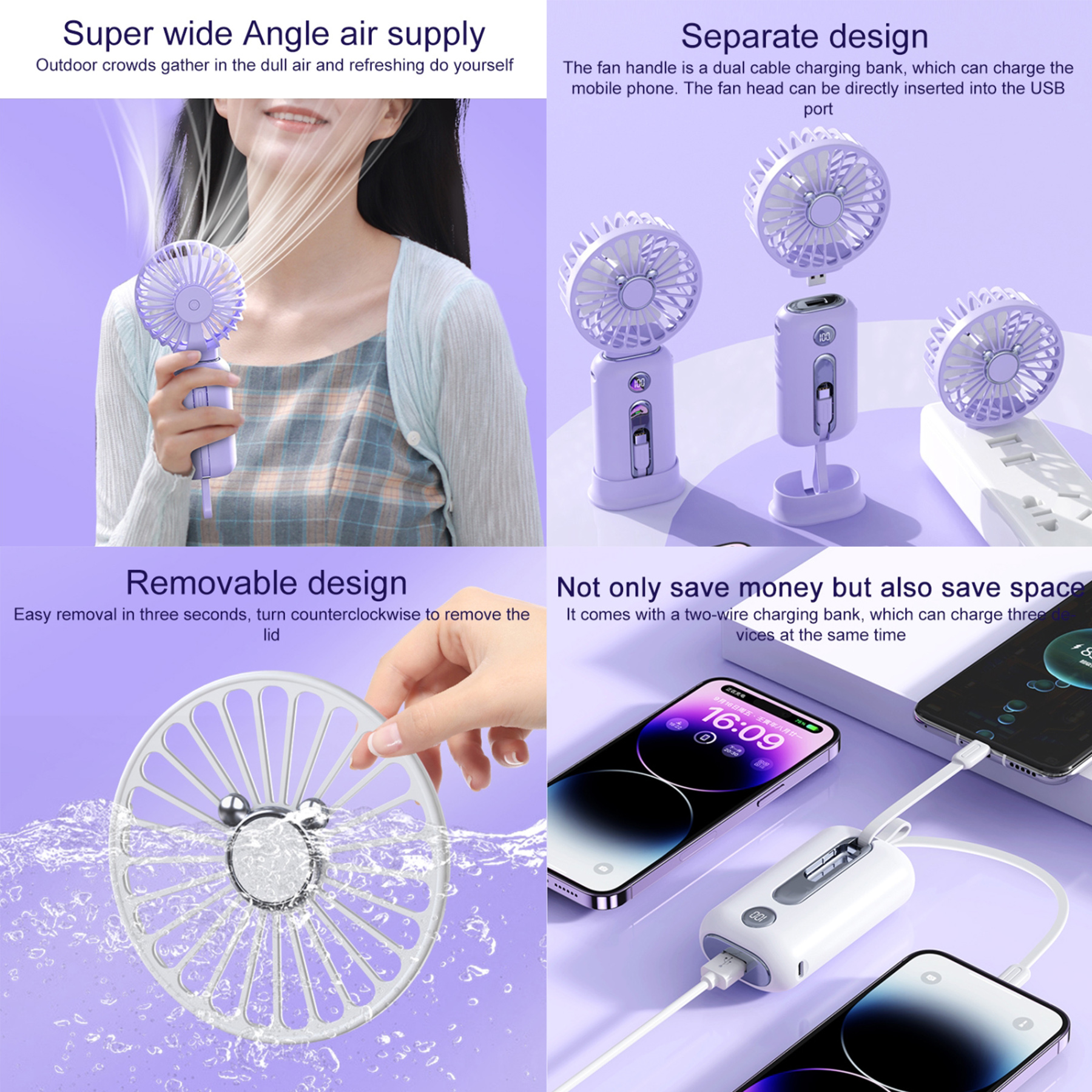Portable Small Handheld Fan And 10000mAh Power Bank 3