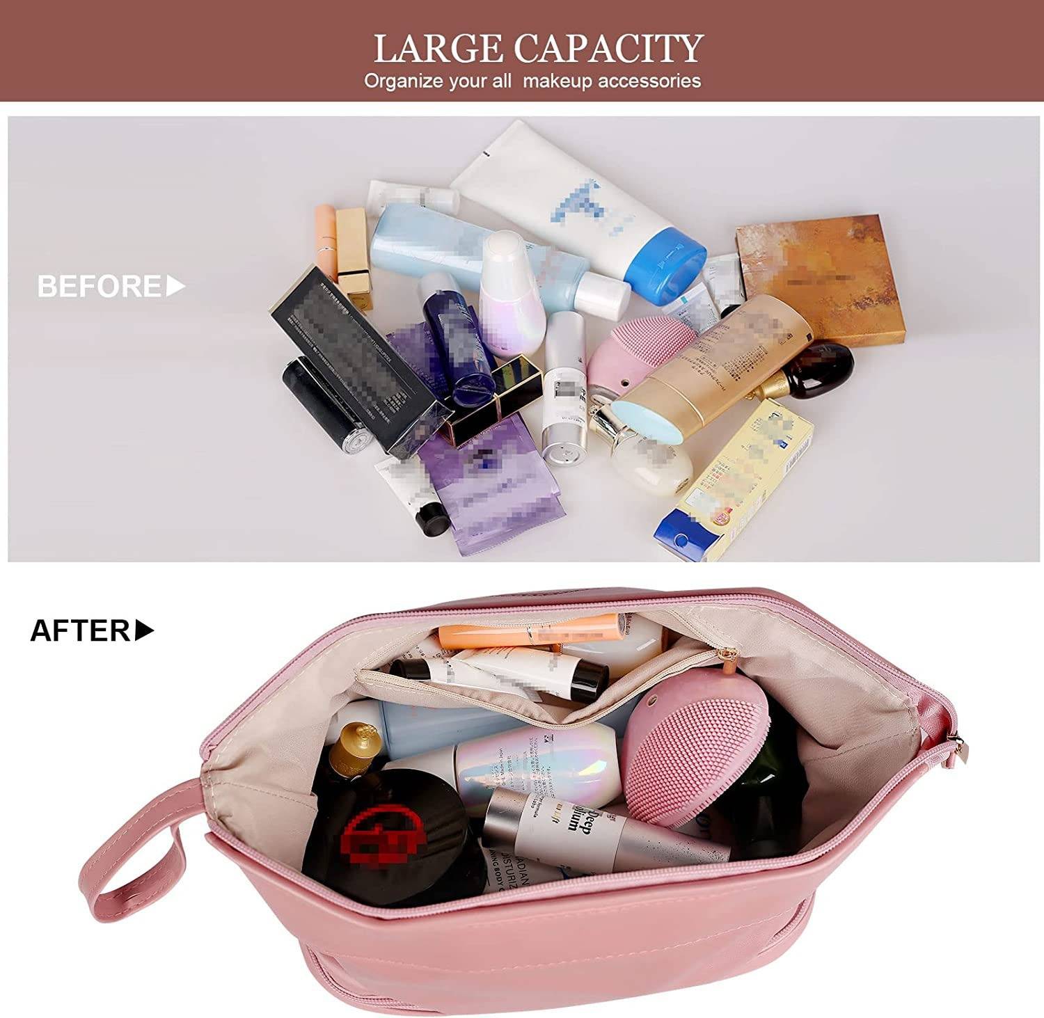 PU Leather Double Layer Cosmetic Bag 2