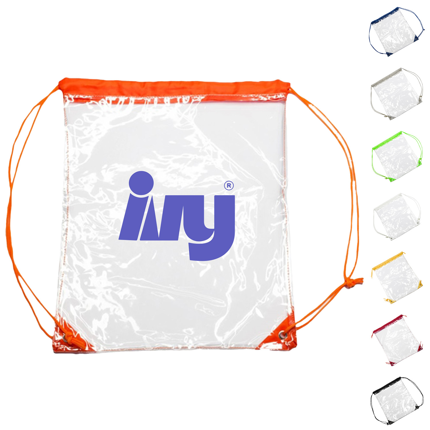 Clear PVC Drawstring Backpack w/ Matching Drawstring 2