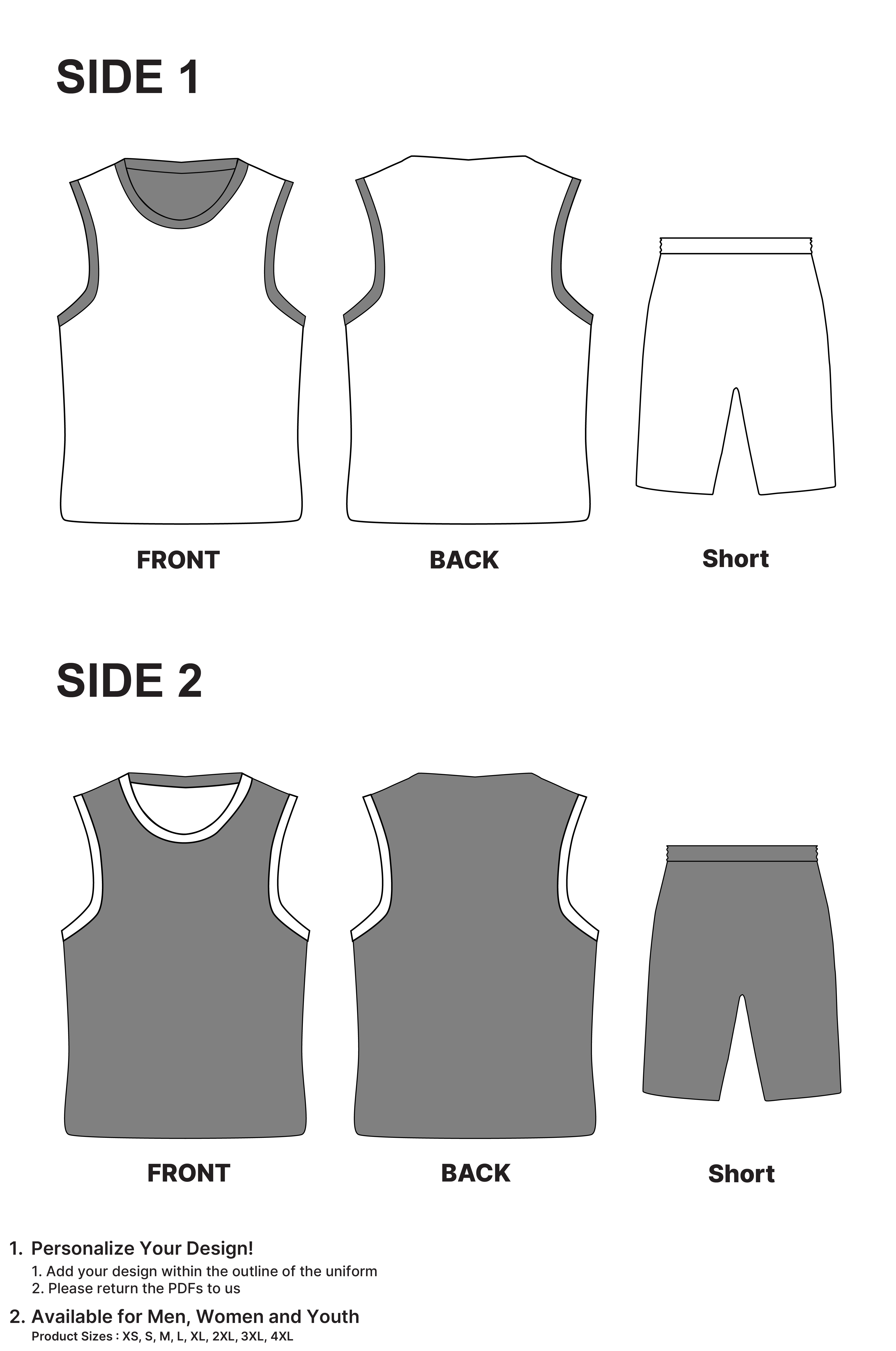Reversible Personalized Basketball Uniform - Jersey and Shorts Set 1