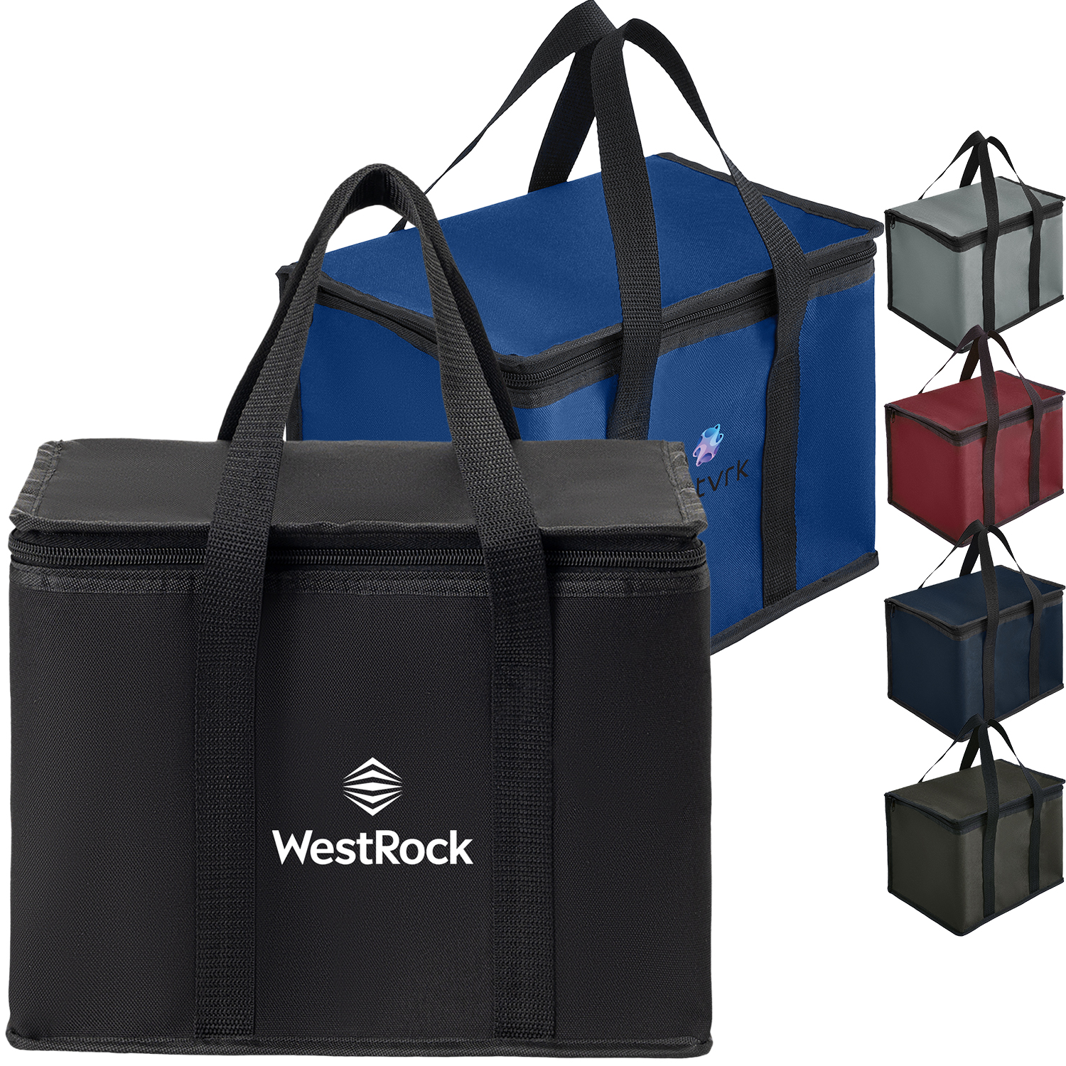 600D Insulated Zipper closure Lunch Bag with Double Handles 3
