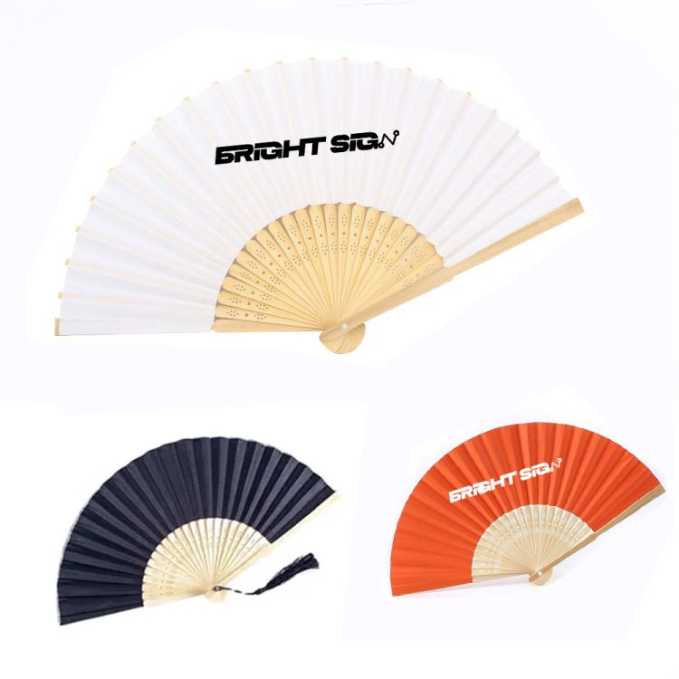 Elegant Fabric Bamboo Folding Fan with Tassel 2