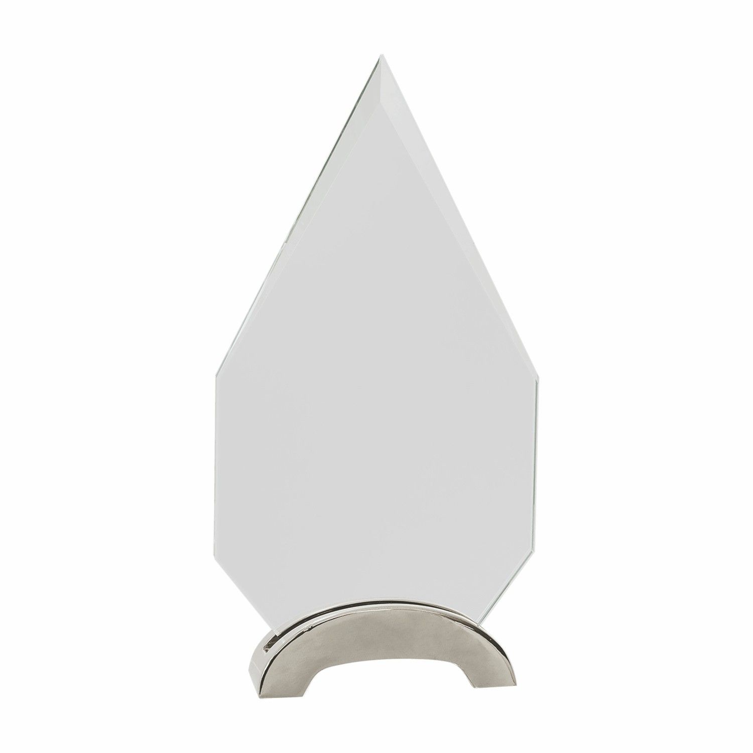 9 1/4" Clear Diamond Platinum Glass Award w/ Arch Metal Base 3